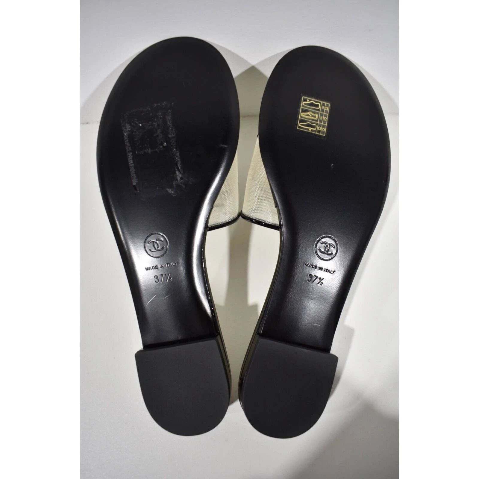 Chanel Chanel 21S Black Beige Mesh Patent CC Logo Slide Sandal Size US 7.5 / IT 37.5 - 12 Thumbnail