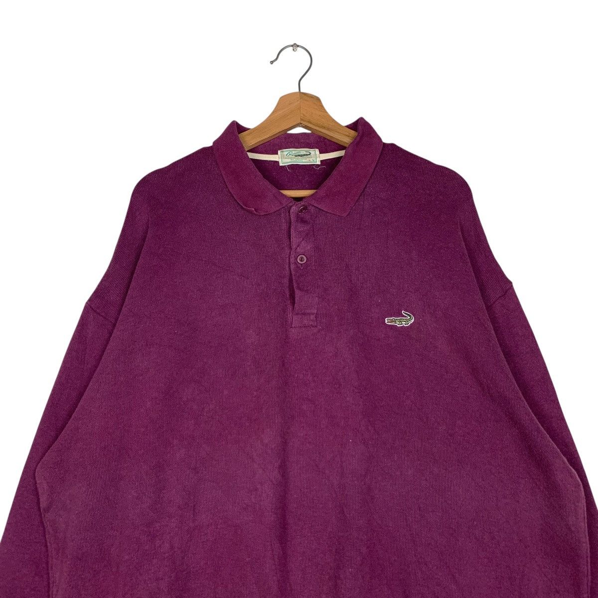 Japanese Brand CROCODILE Half Button Purple Polo Sweatshirt #1499-C67 Size US XXL / EU 58 / 5 - 2 Thumbnail