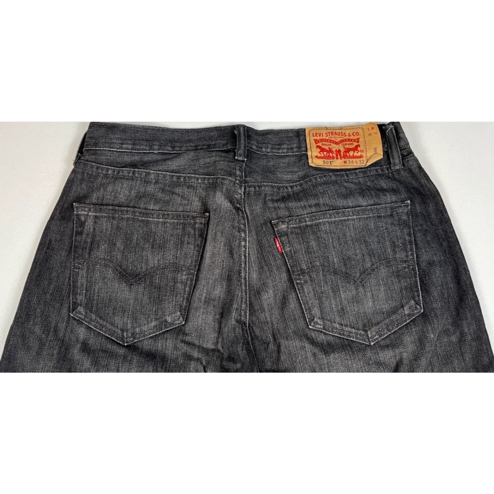 Levi's Levi's 501 Jeans Black Charcoal Wash Sz 34x32 Men Denim Straight Belt Loops 501 Series Regular Jeans Mens Size US 34 / EU 50 - 5 Thumbnail