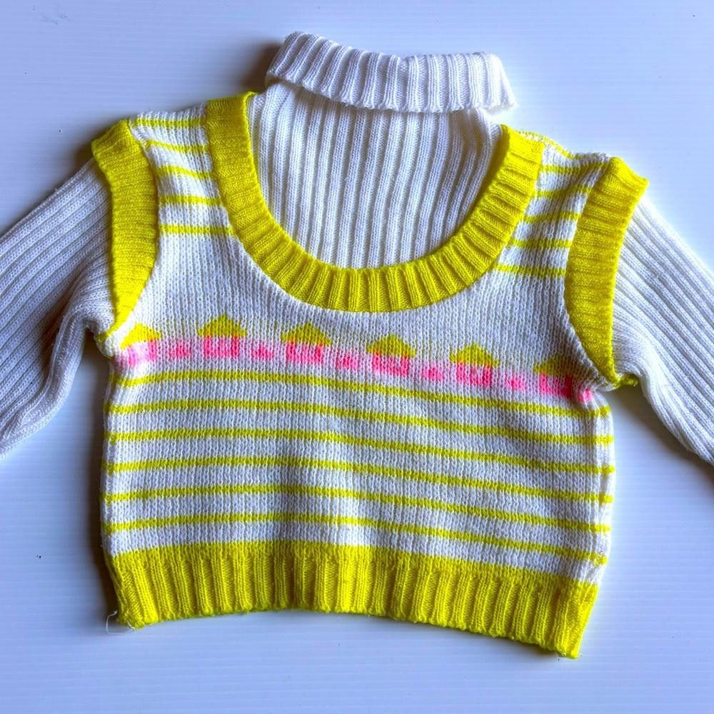 Designer Vintage Handmade Knitted Sweater Size US XXS / EU 40 - 1 Thumbnail