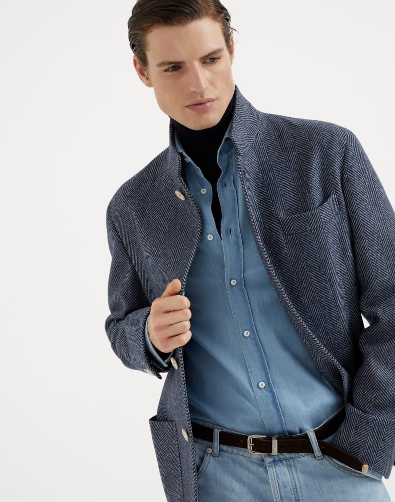 Brunello Cucinelli o1w1db10825 Wool Jacket in Blue Size US M / EU 48-50 / 2 - 3 Thumbnail