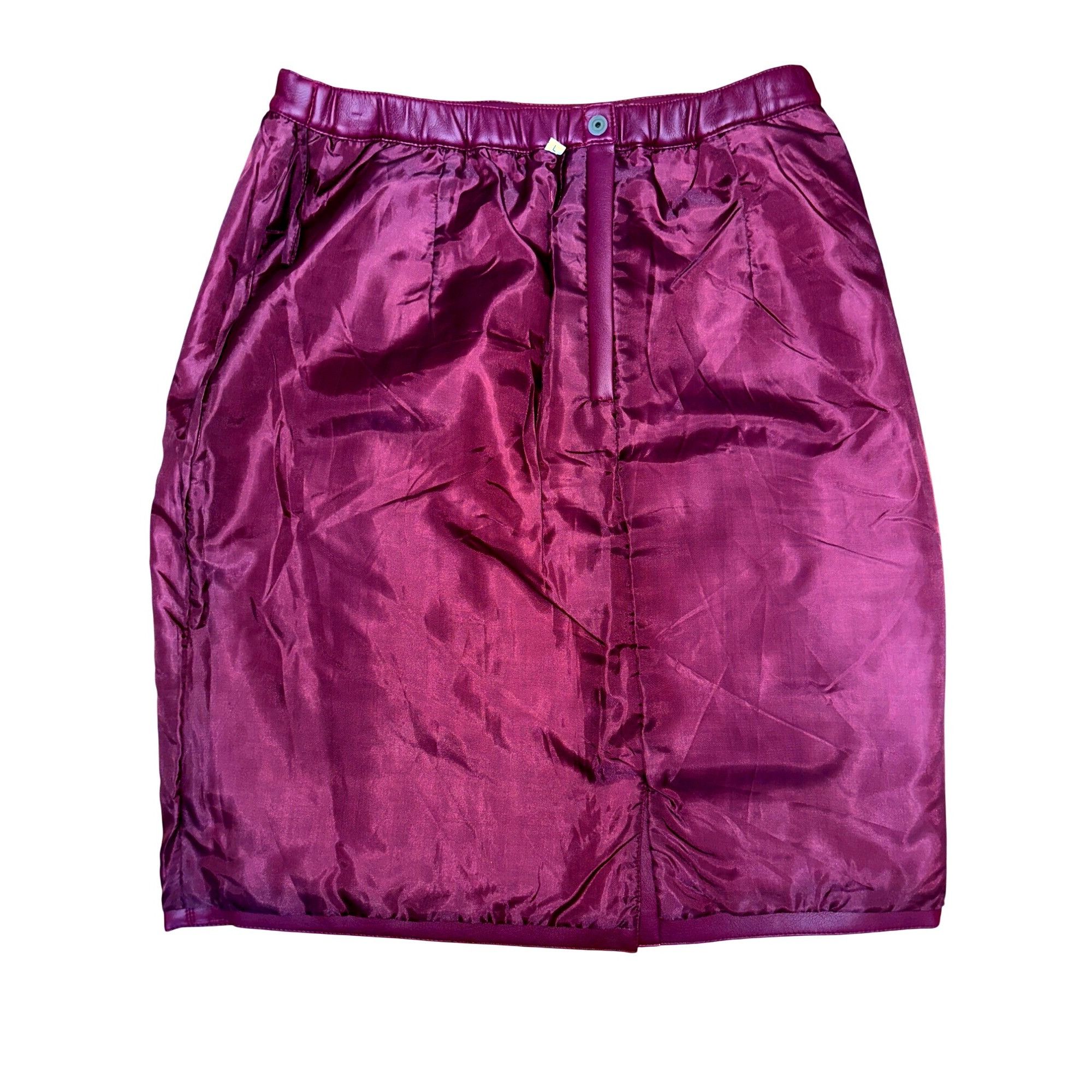 Other CCC Vintage Burgundy Faux Leather Pencil Skirt Decorative Bu Size 34" / US 12 / IT 48 - 5 Thumbnail