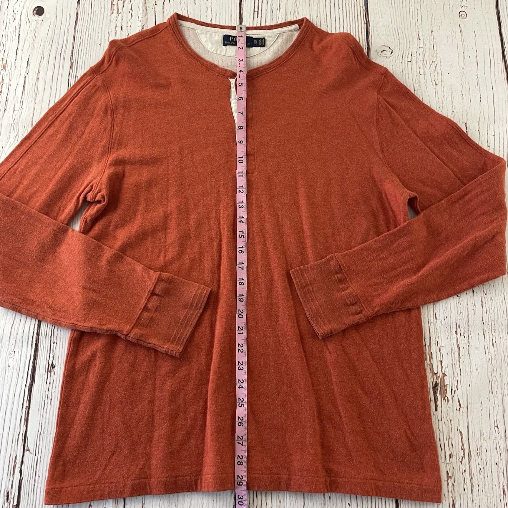 Polo Ralph Lauren Polo Ralph Lauren Long Sleeve Button-Up Henley Shirt XL Orange Mens Size US XL / EU 56 / 4 - 3 Thumbnail