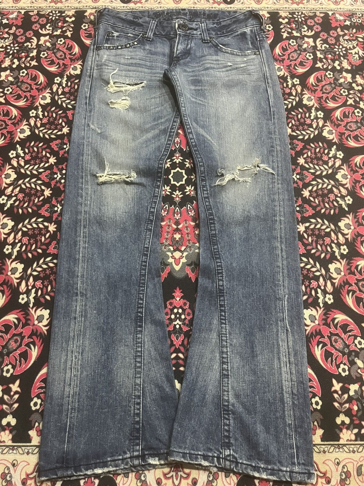If Six Was Nine Japanese Brand Venus Fragment Design Studded Rip Flare Jeans Size 30" / US 8 / IT 44 - 1 Thumbnail