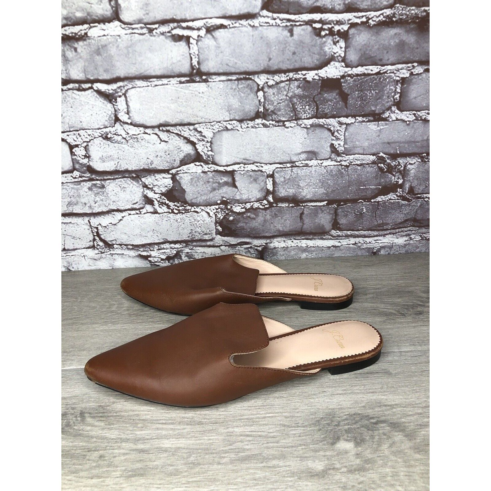 J.Crew J Crew Brown Leather Pointed Toe Slip On Mules Flats Shoes W Size US 8.5 / IT 38.5 - 19 Thumbnail