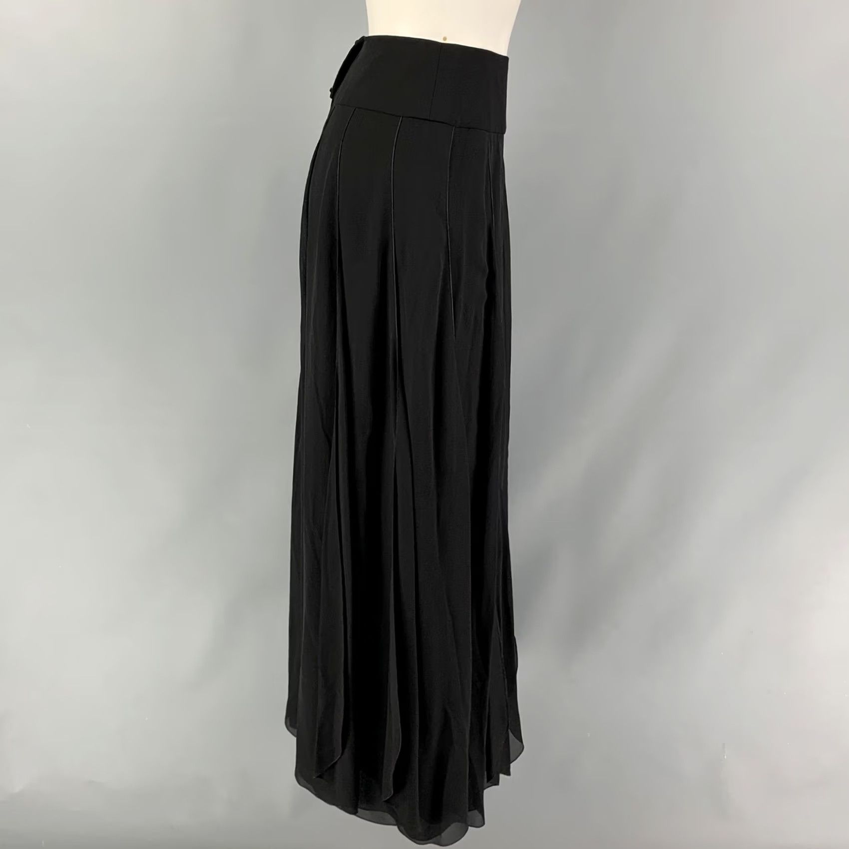 Chanel Chanel Size 6 Black Silk Pleated Wide Leg Skirt Size 28" / US 6 / IT 42 - 2 Thumbnail