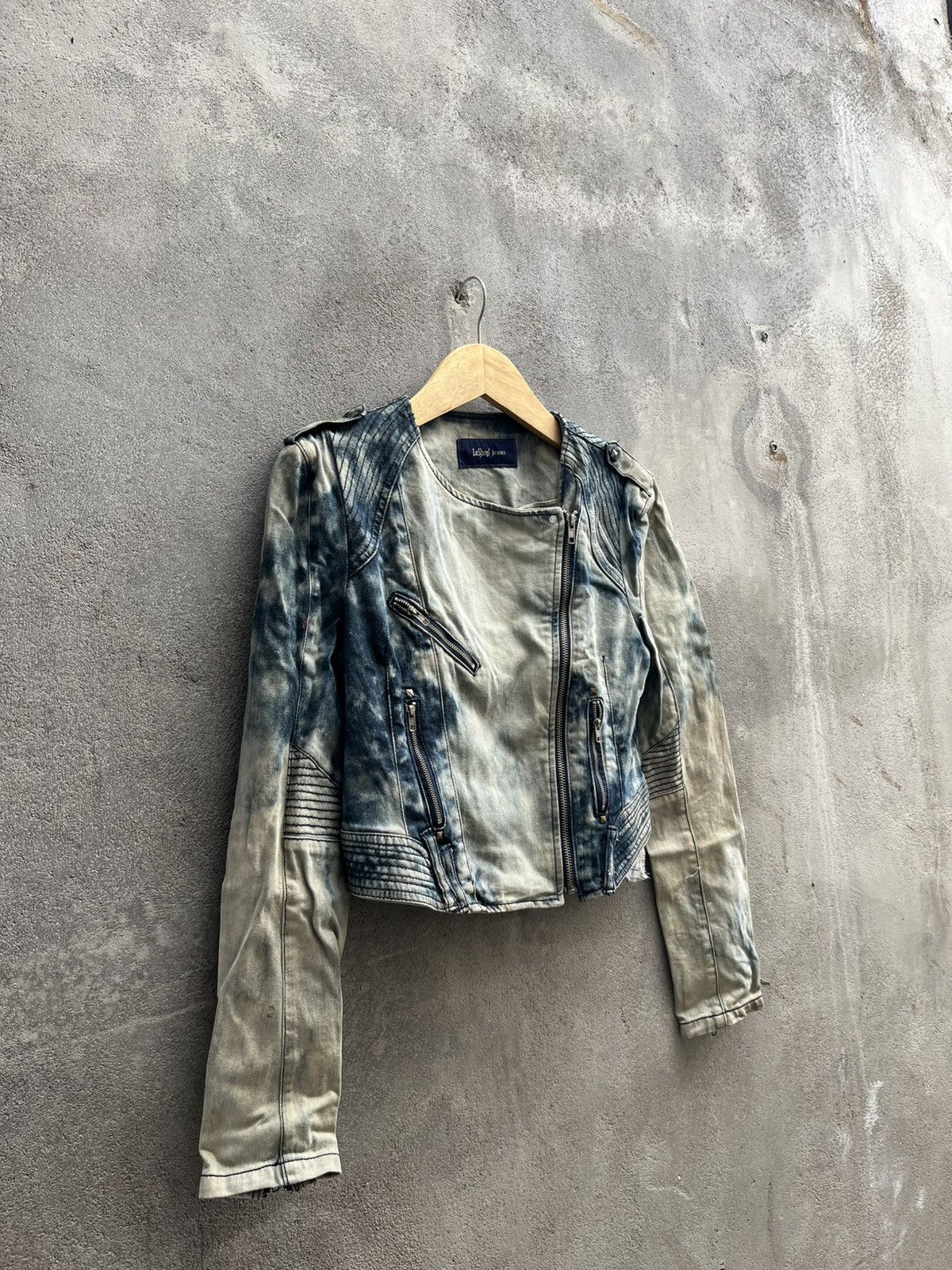 If Six Was Nine × Isamu Katayama Backlash × Le Grande Bleu (L.G.B.) Bleached Biker Denim Jacket – If Six Was Nine Vibe Size US S / EU 44-46 / 1 - 8 Thumbnail
