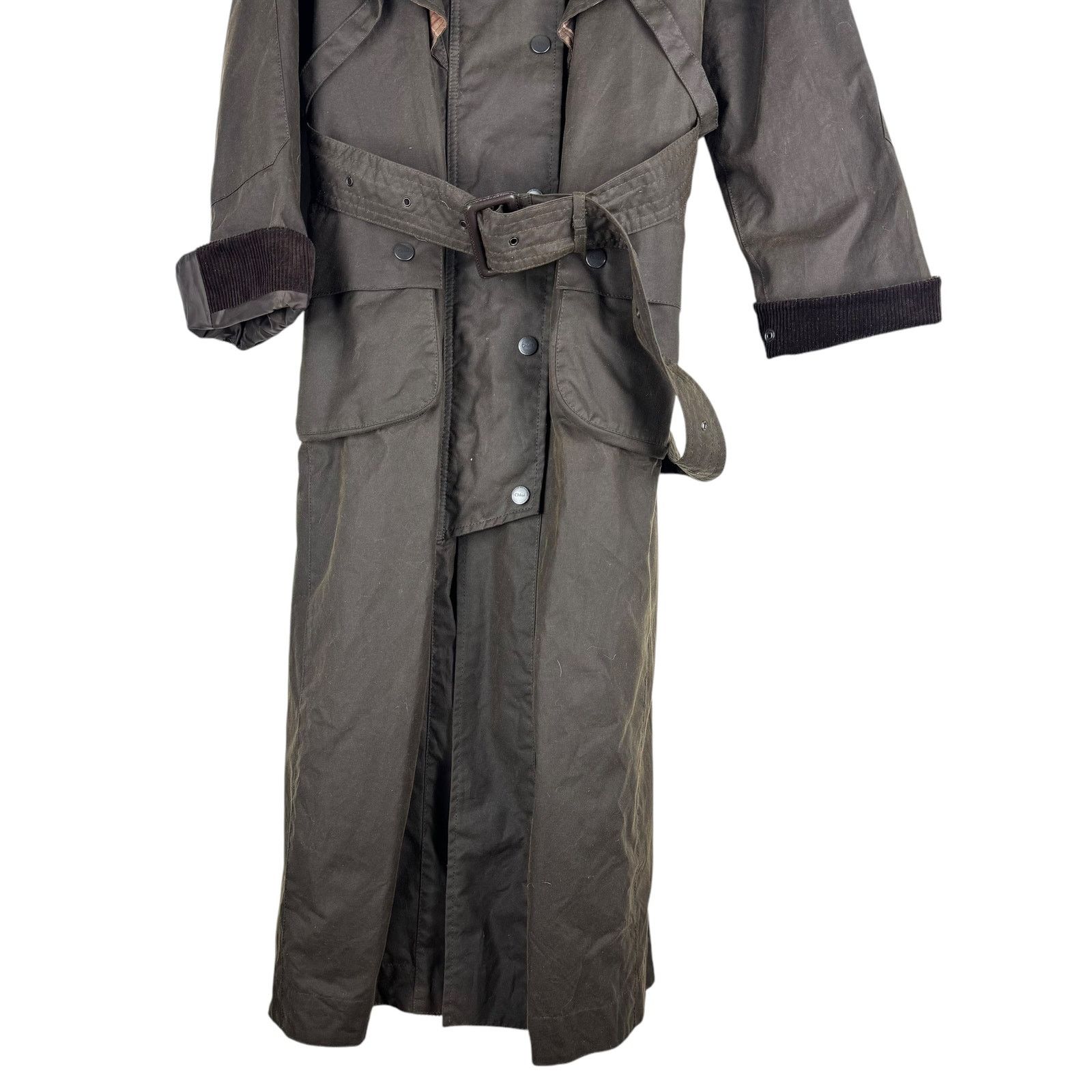 Chloe NEW Chloe X Barbour Dany Waxed Long Trench Coat Ruffles 12 Size XL / US 12-14 / IT 48-50 - 4 Thumbnail