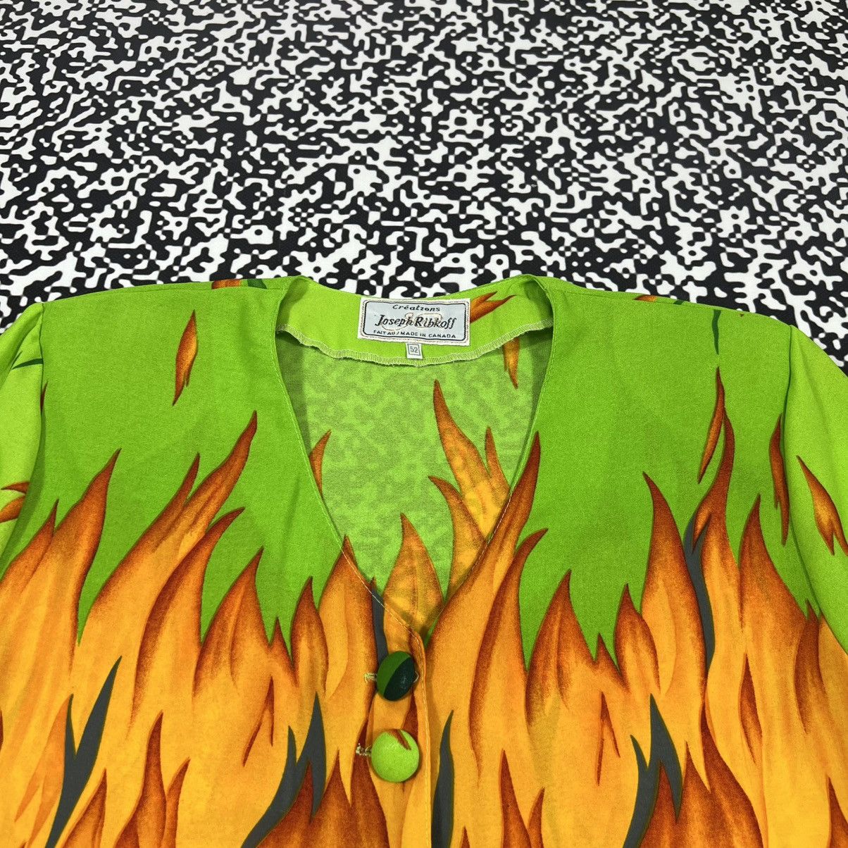 Joseph Ribkoff Vintage 90s Joseph Ribkoff Flame Fire Print Shirts Dress Size XL / US 12-14 / IT 48-50 - 14 Thumbnail