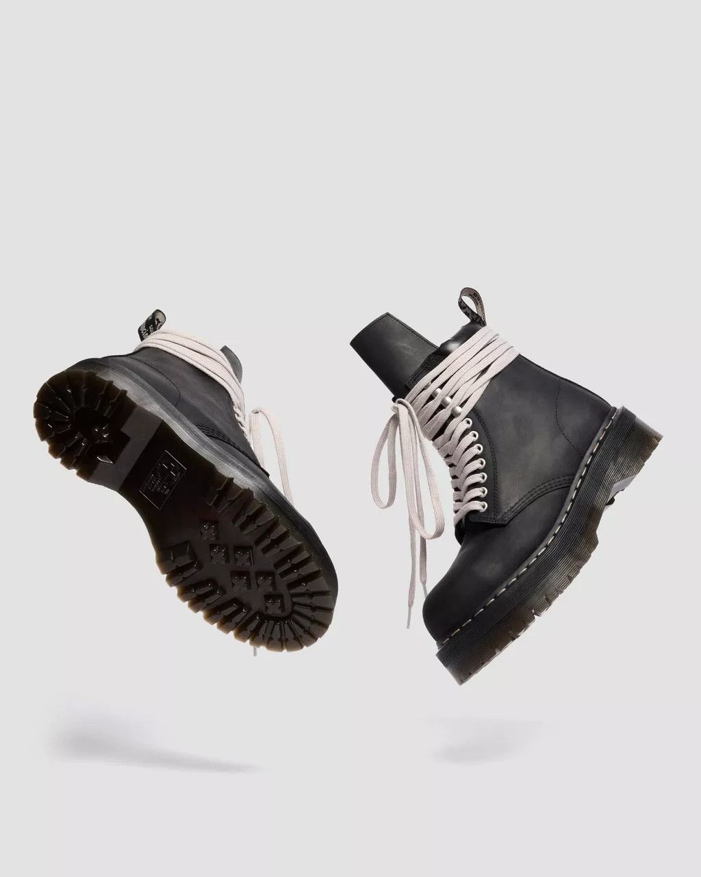 Dr. Martens × Rick Owens STEEL TOE QUAD Wraparound Lace Leather Platform Boots Size US 12 / EU 45 - 14 Thumbnail