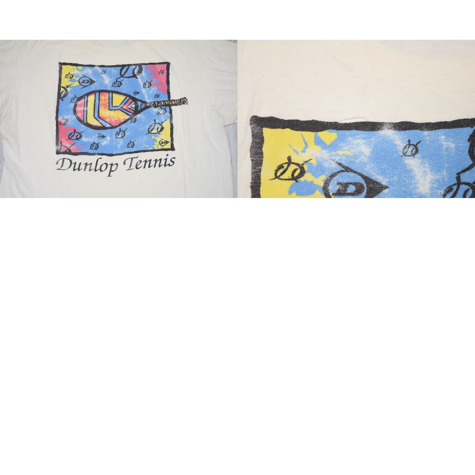 Dunlop VINTAGE ALLSPORT T-Shirt Shirt Men L White 90s Tennis Graphic Double-Sided Tropic Fish Abstract USA Tee L Mens Size US L / EU 52-54 / 3 - 8 Thumbnail