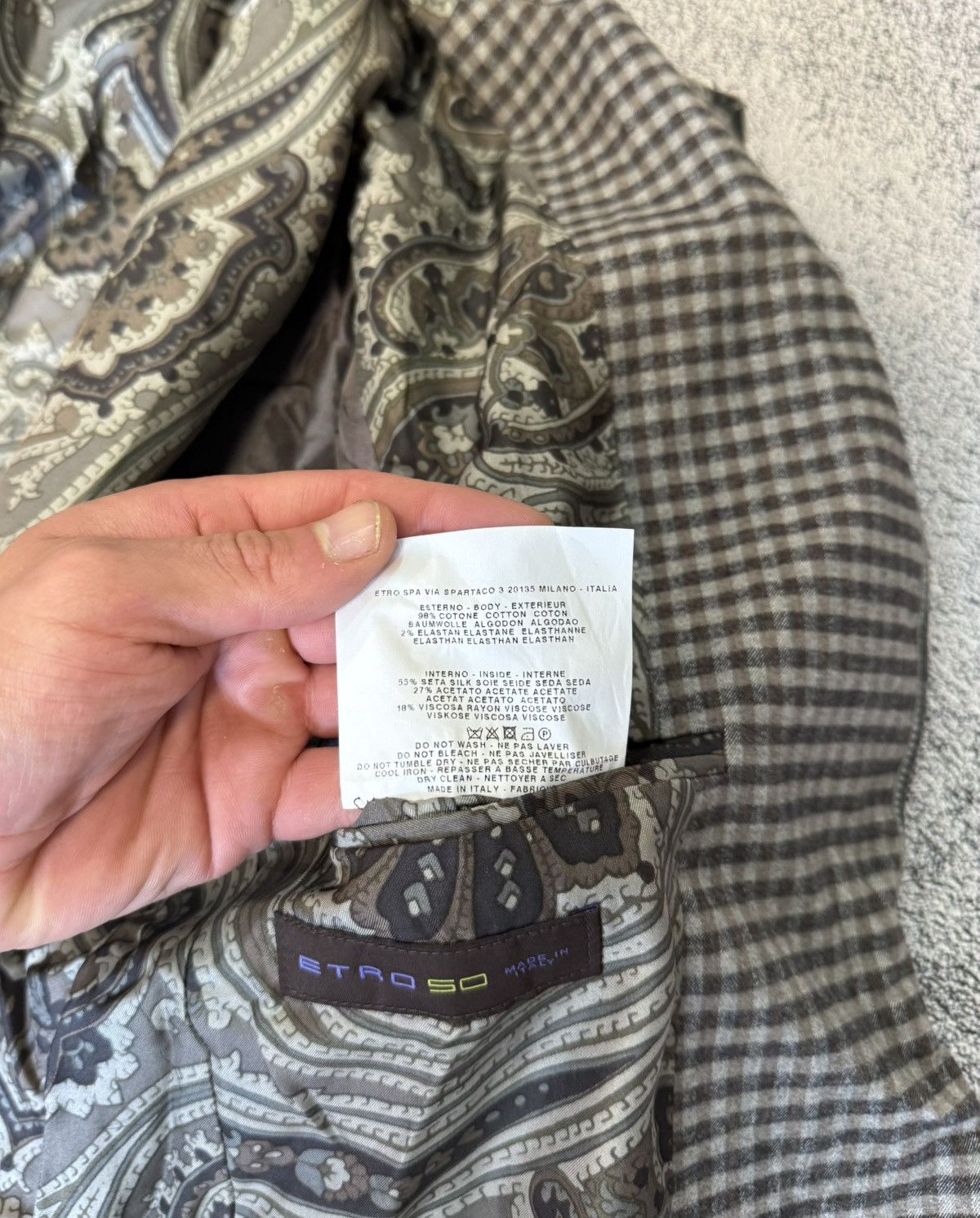 Etro ETRO Blazer 50IT40US Check Jacket Cotton Silk Paisley Lining Size 40R - 11 Thumbnail