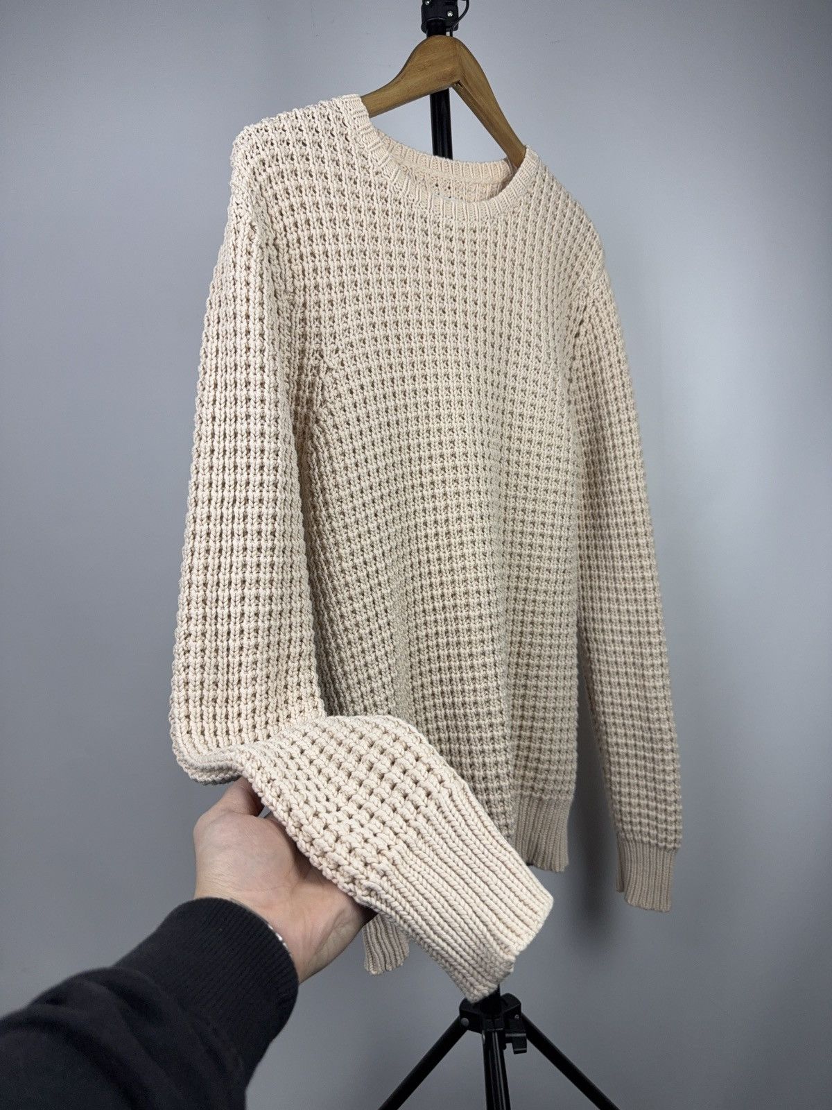 Allsaints Avant Garde 00s AllSaints Cream Waffle Knit Cotton Sweater Size US S / EU 44-46 / 1 - 3 Thumbnail