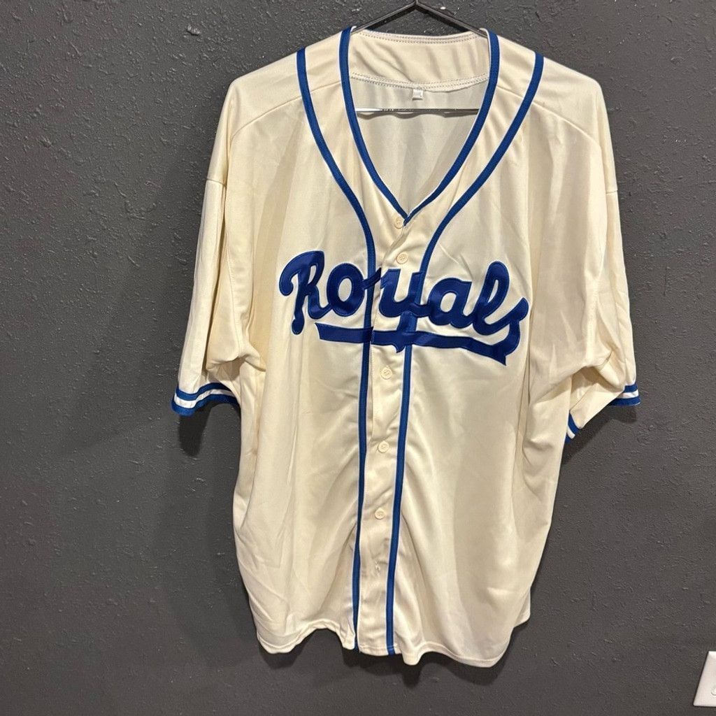 The Unbranded Brand Cream and Blue Royals Bo Jackson Baseball Jersey Size US XXL / EU 58 / 5 - 1 Thumbnail