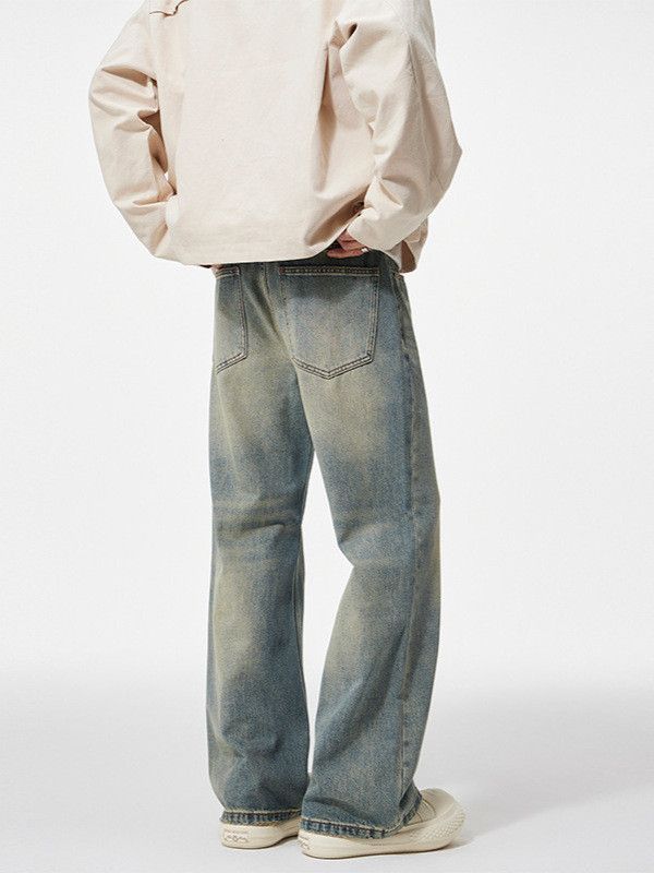 Japanese Brand Retro men's distressed washed casual straight leg jeans Size US 32 / EU 48 - 4 Thumbnail