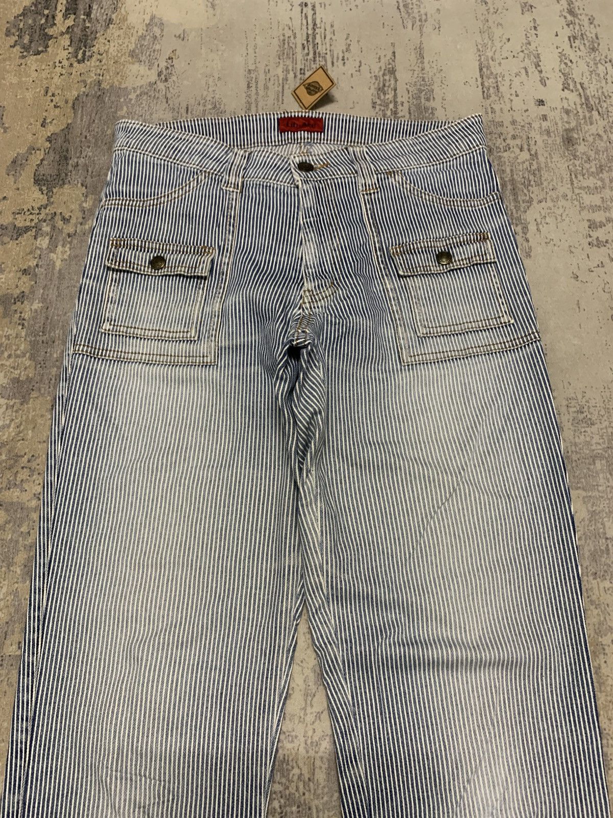 Japanese Brand Flared Lib-Ase Japan Hickory Striped Bush Pant Jeans Size US 31 - 2 Thumbnail
