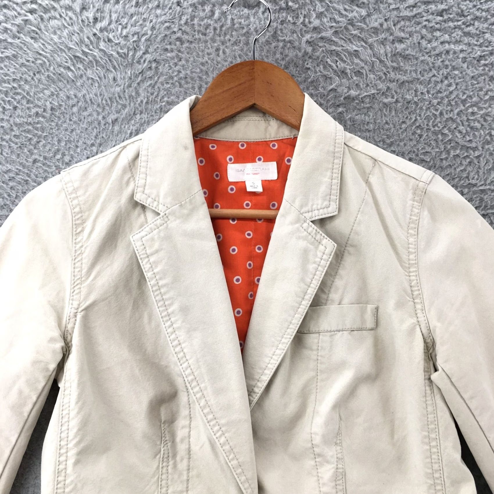 Isaac Mizrahi Isaac Mizrahi Blazer Jacket Womens S Beige Cotton Collared Long Sleeve Casual Size S / US 4 / IT 40 - 2 Thumbnail