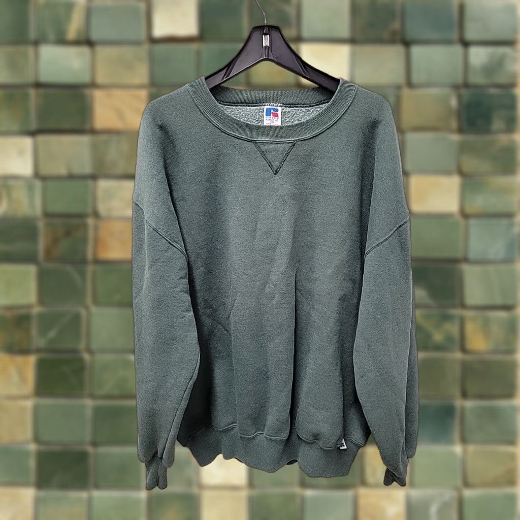 Russell Athletic VINTAGE Russell Athletic Sweatshirt Mens 2XL Green 90s Crewneck USA Matrix Logo Pullover Size US XXL / EU 58 / 5 - 1 Thumbnail