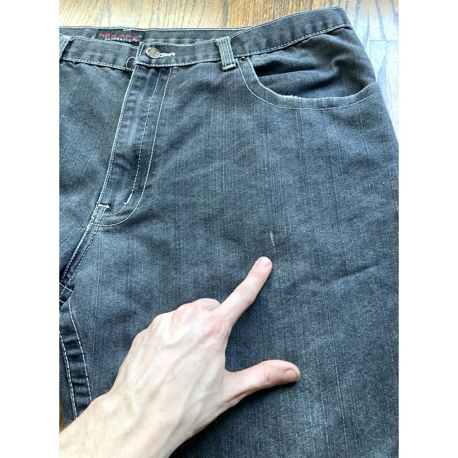 Vintage VINTAGE Red Ape Jeans Mens 40x30 Black Embroidered 5-Pocket Grunge Hip Hop Wide-Leg Y2K Skater Jeans Mens Size US 40 / EU 56 - 7 Thumbnail