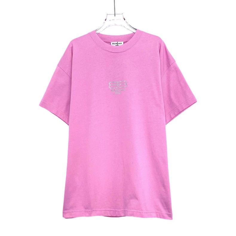 Balenciaga Balenciaga Pink Lettering Logo Pattern Round Neck Short Sl Size US L / EU 52-54 / 3 - 1 Thumbnail