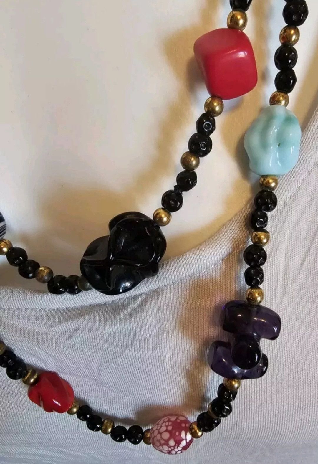 Handmade Antique Vintage 53" Lampwork Glass Beads Flapper Necklace Size ONE SIZE - 5 Thumbnail