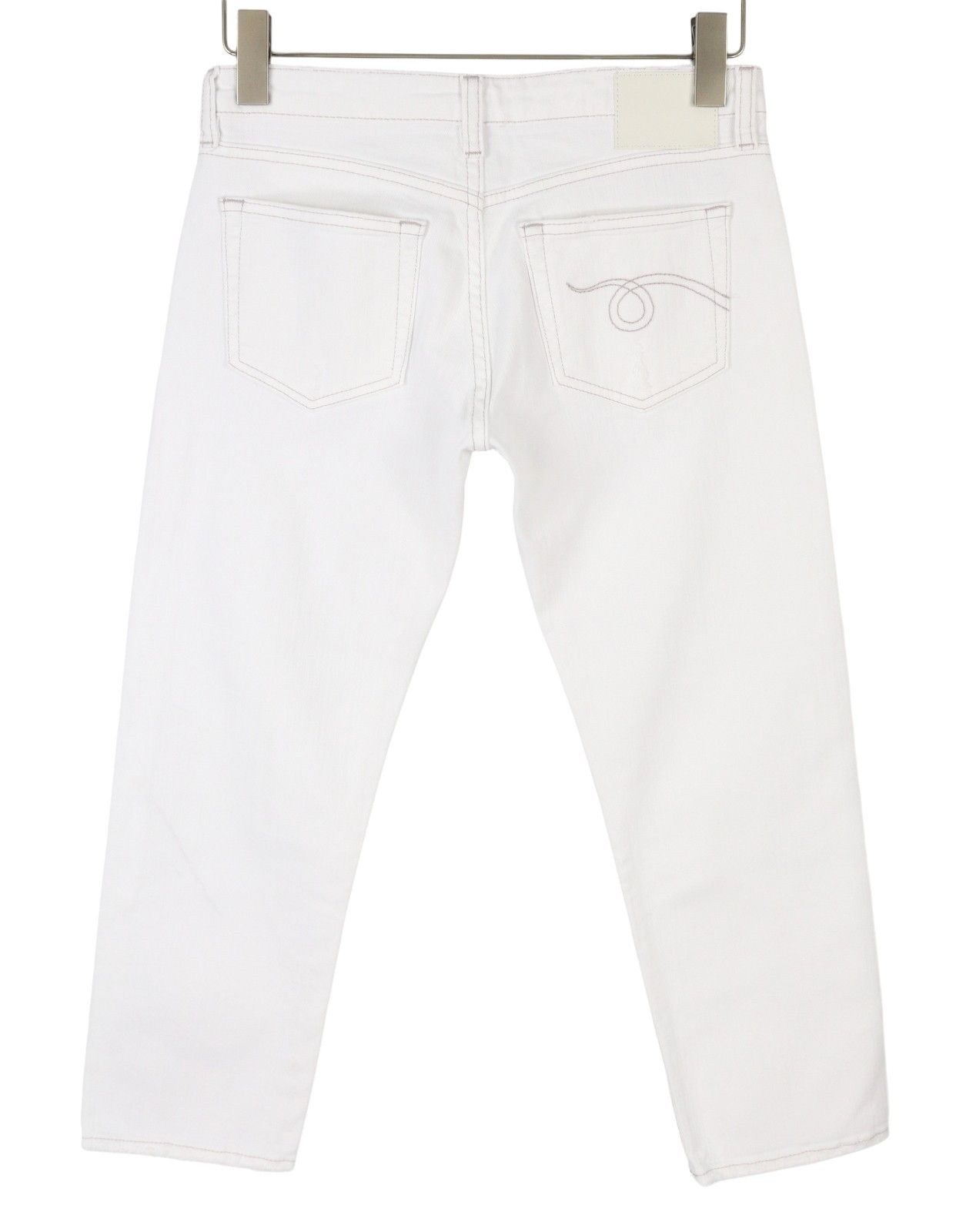 R13 BOY STRAIGHT 25 Bale White Cropped Ankle Zip Jeans 87160 Size 25" / US 0 / IT 36 - 4 Thumbnail