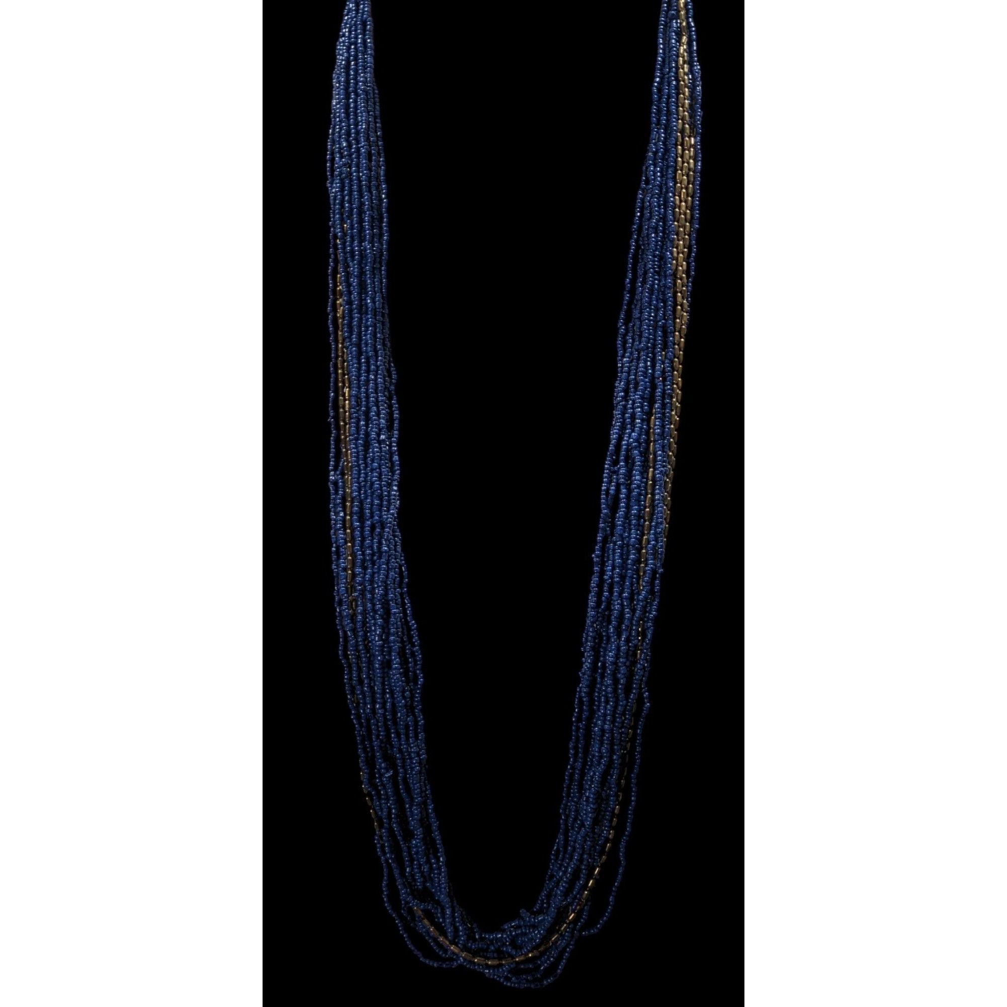 Other Vintage Multistrand Navy Glass And Bronze Beaded Necklace Size ONE SIZE - 4 Thumbnail