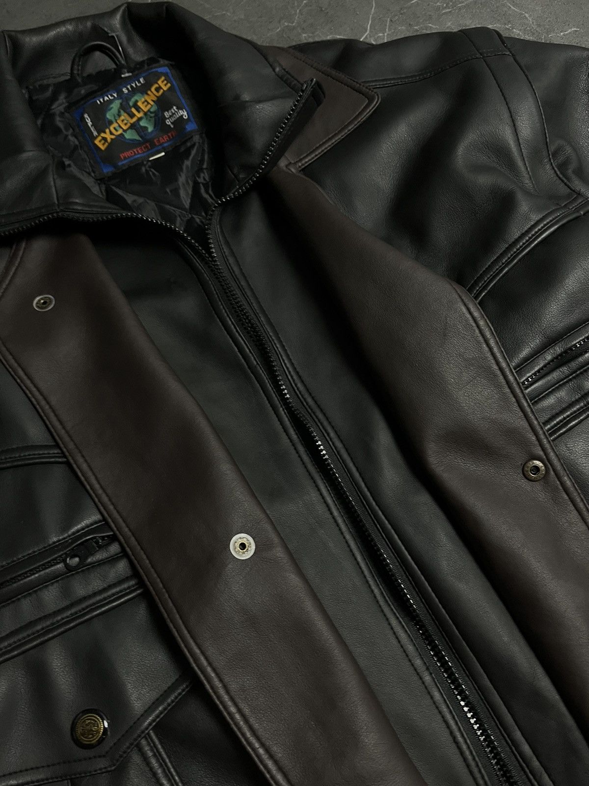 Leather Leather jacket italy style 90’s vintage Size US XL / EU 56 / 4 - 7 Thumbnail