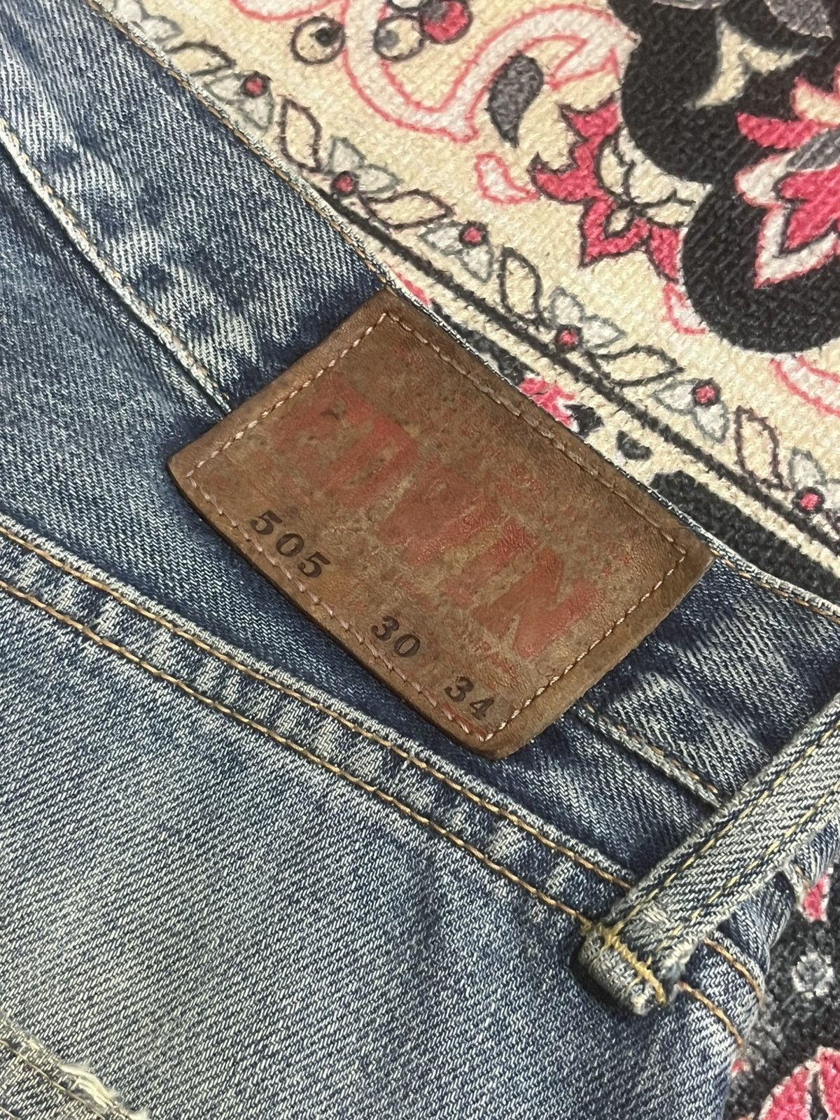 Kapital Vintage Edwin 505 Blue Wash Paint Splatter Rip Selvedge Jean Size US 30 / EU 46 - 9 Thumbnail