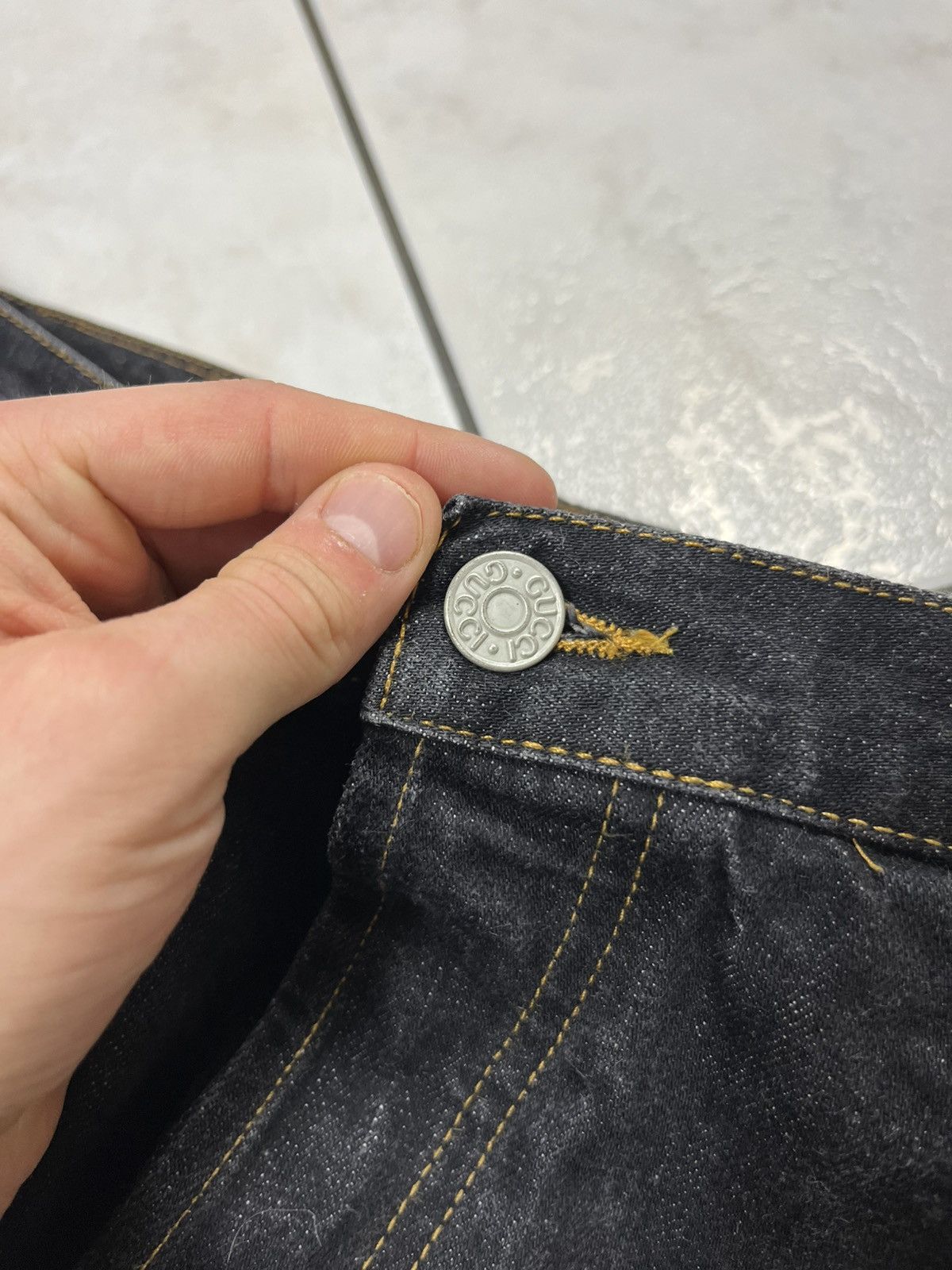 Gucci × Vintage Vintage Gucci regular dark goth raw denim jeans Size US 36 / EU 52 - 12 Thumbnail