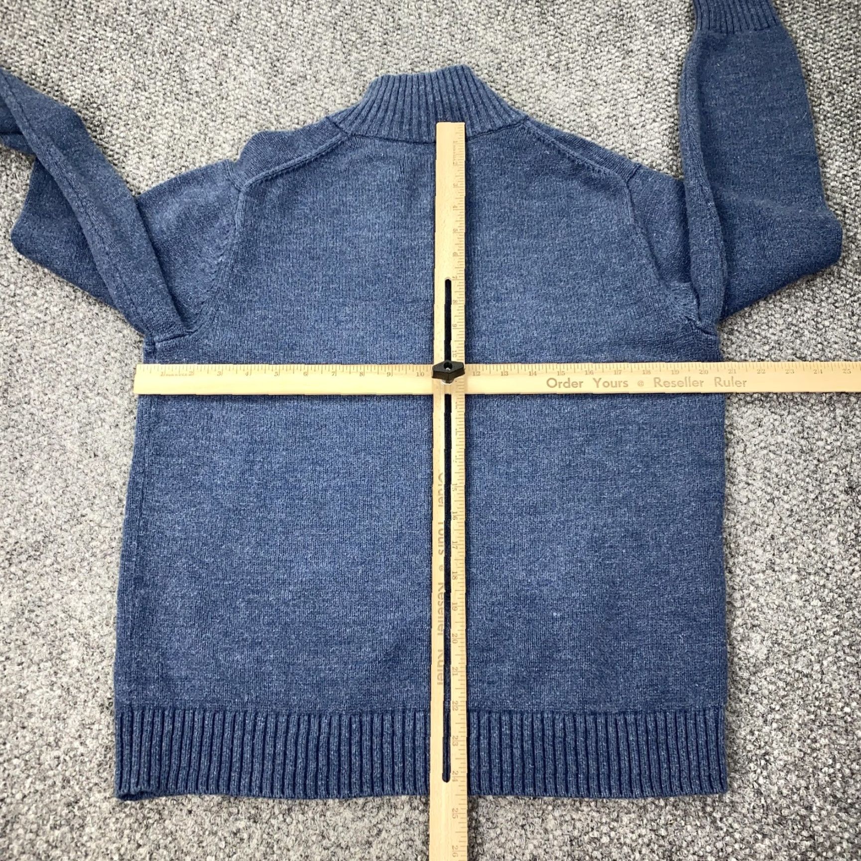 Vintage LL Bean Sweater Mens Medium Blue 1/4 Zip Mock Neck Cotton Knit Pullover Size US M / EU 48-50 / 2 - 6 Thumbnail