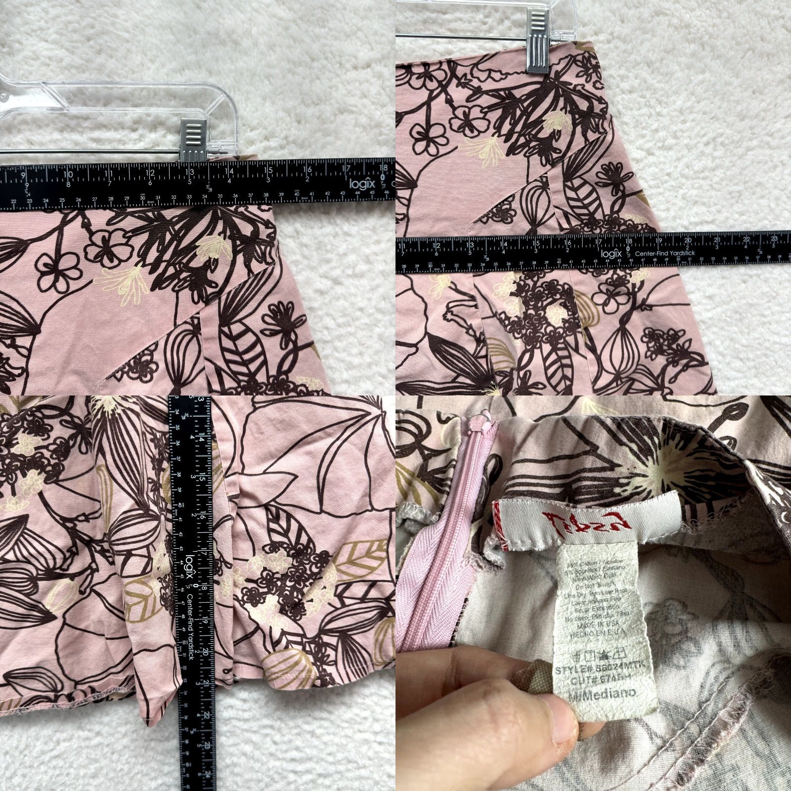 Vintage VINTAGE 90s Y2K Skirt Medium Pink Brown Hibiscus Floral Tropical Lipsy Women M Size 32" / US 10 / IT 46 - 8 Thumbnail