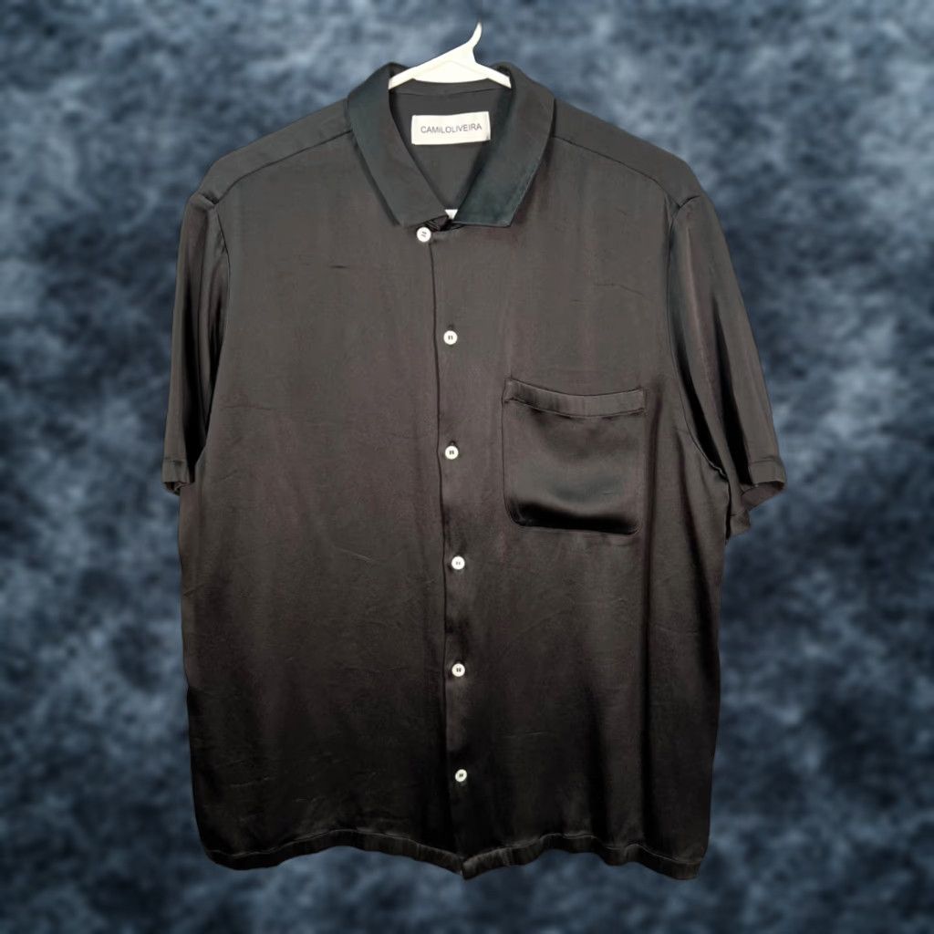 Vintage Camilo Oliveira Mens Button-Up Shirt Short Sleeve Black Casual Modern Shirt M Mens Size US M / EU 48-50 / 2 - 1 Thumbnail