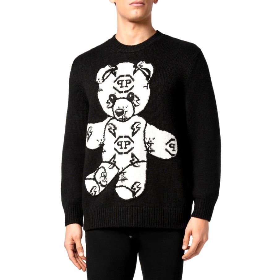 Philipp Plein Philipp Plein Blk Teddy Bear Round Neck Pullover Sweater XXL Size US XXL / EU 58 / 5 - 1 Thumbnail