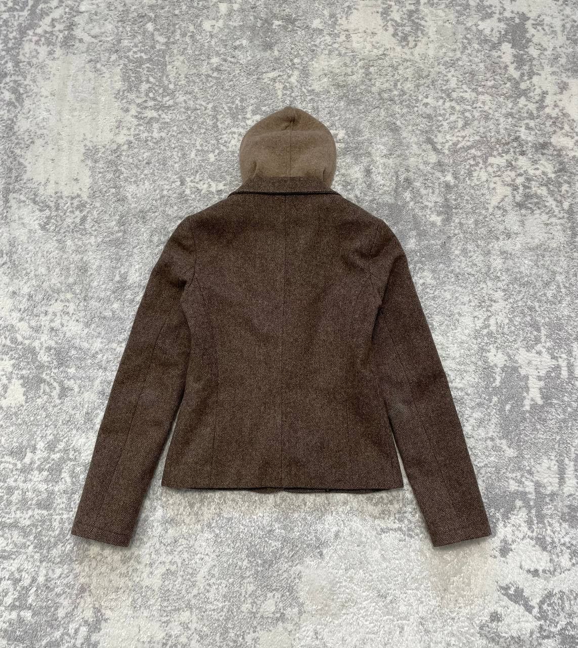 Woolrich Woolen Mills Woolrich 100% Wool Herringbone Blazer Jacket w/ Hood Italy Size XS / US 0-2 / IT 36-38 - 5 Thumbnail