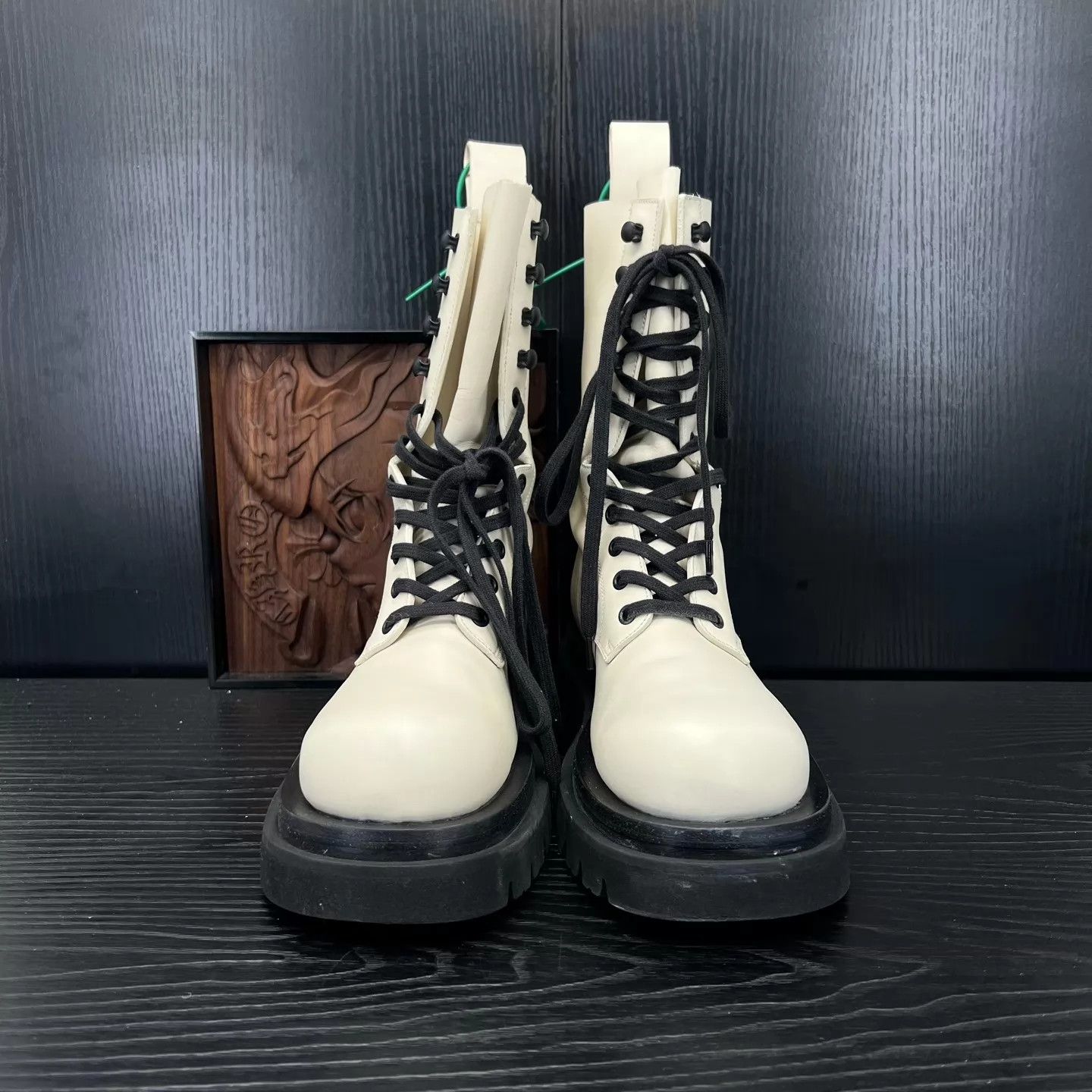 Bottega Veneta BV Lug Leather Short Mid-Calf Sea Salt Boots Size US 6.5 / IT 36.5 - 4 Thumbnail