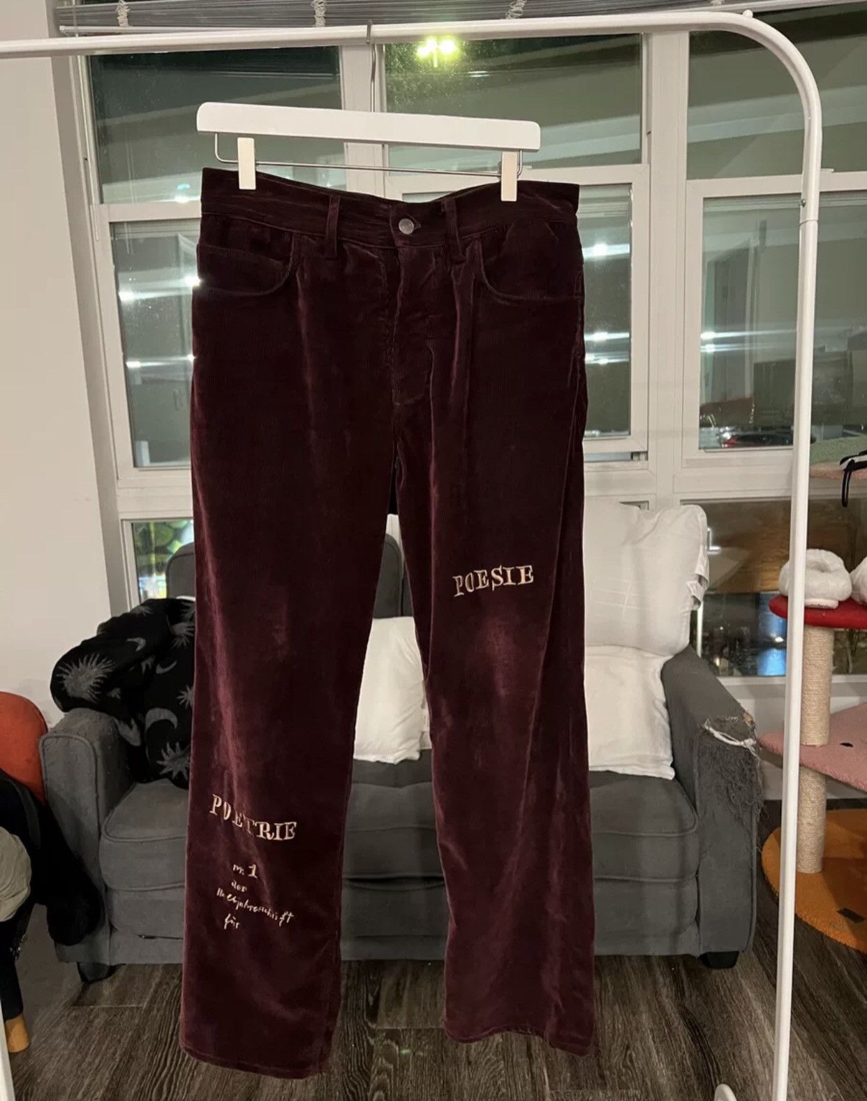 image of Enfants Riches Deprimes 22Fw Red Light Core Plush Pants, Men's (Size 29)