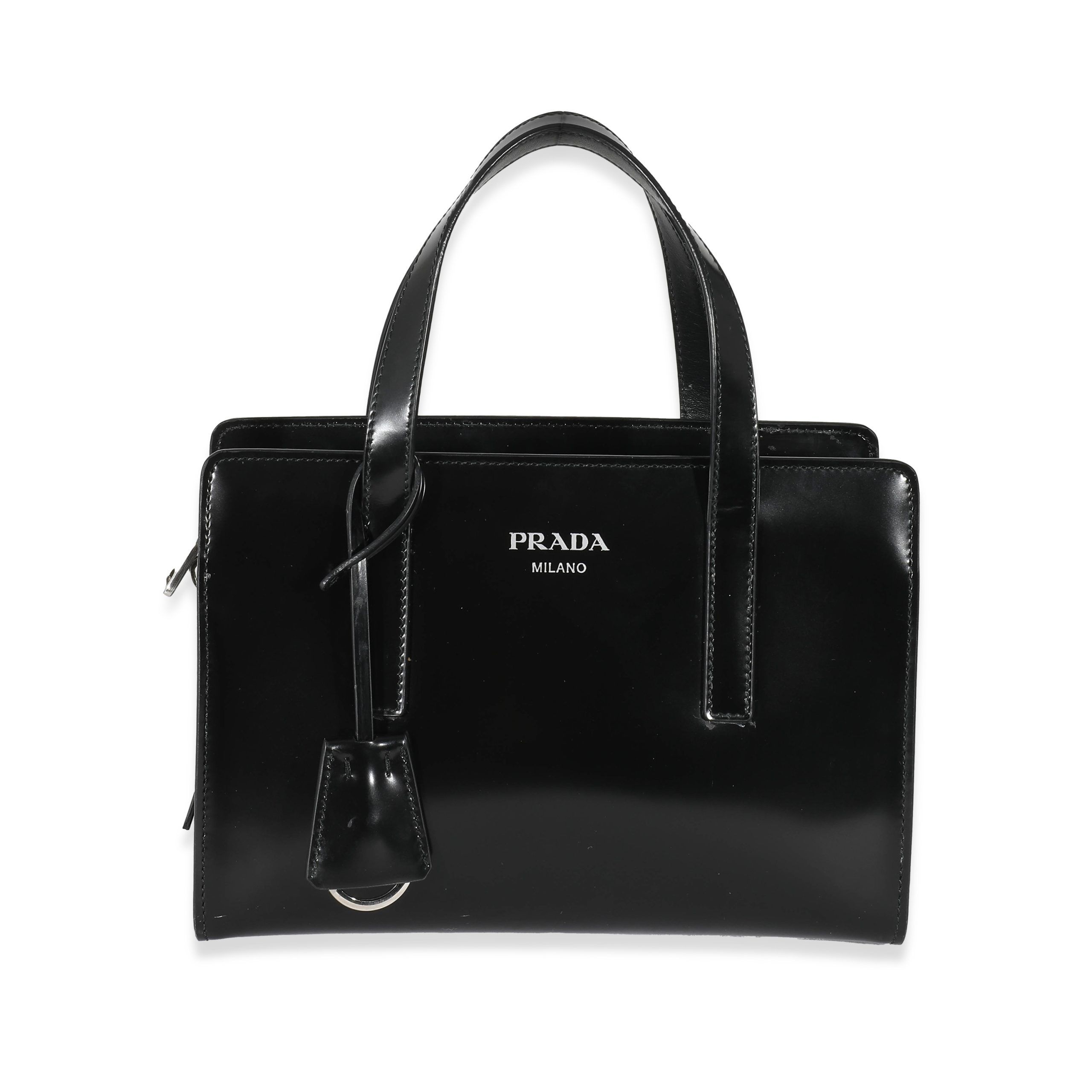 image of Prada Black Brushed Calfskin Mini Re-Edition 1995 Bag, Women's