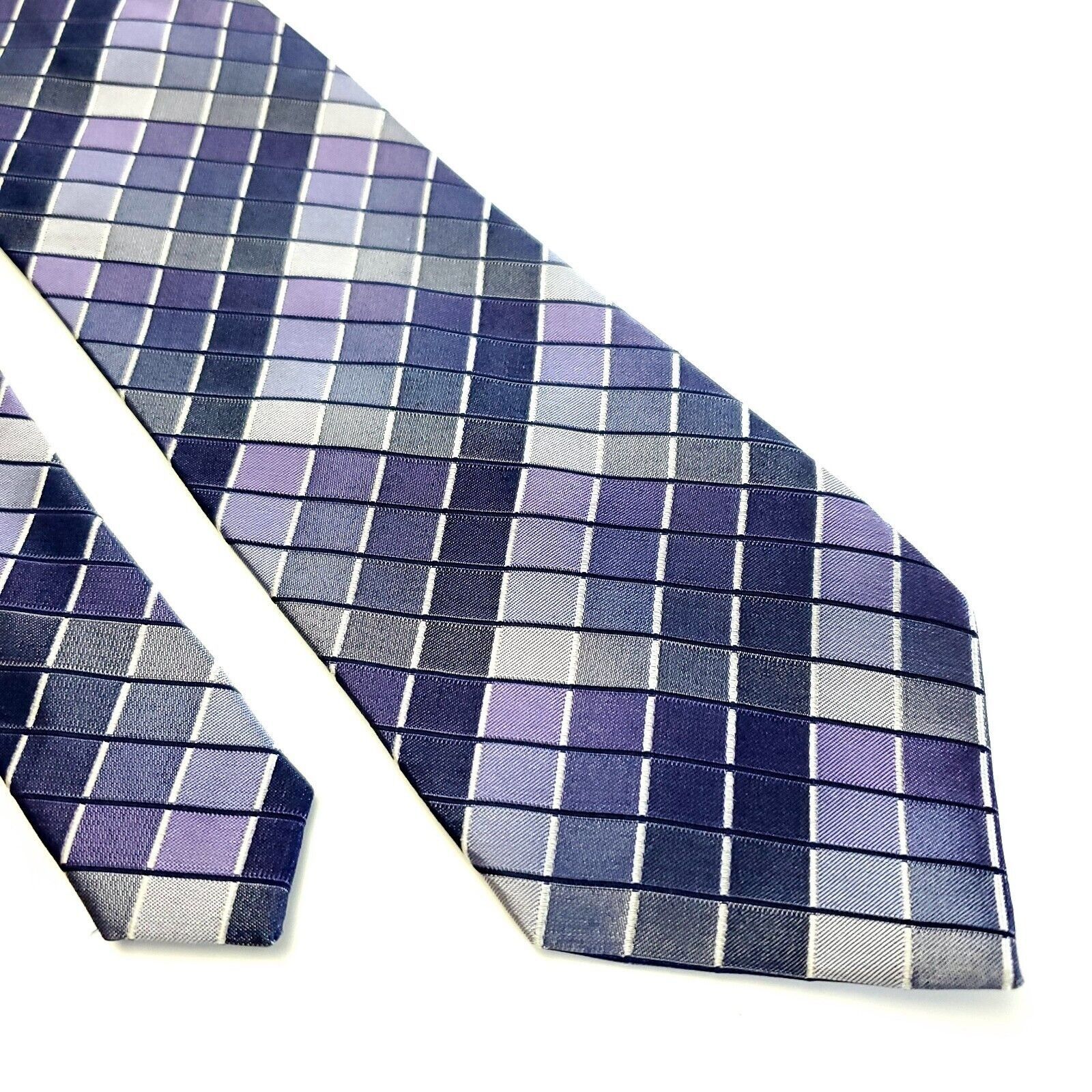 Calvin Klein Calvin Klein Purple Check Plaid Silk Tie Size ONE SIZE - 1 Thumbnail