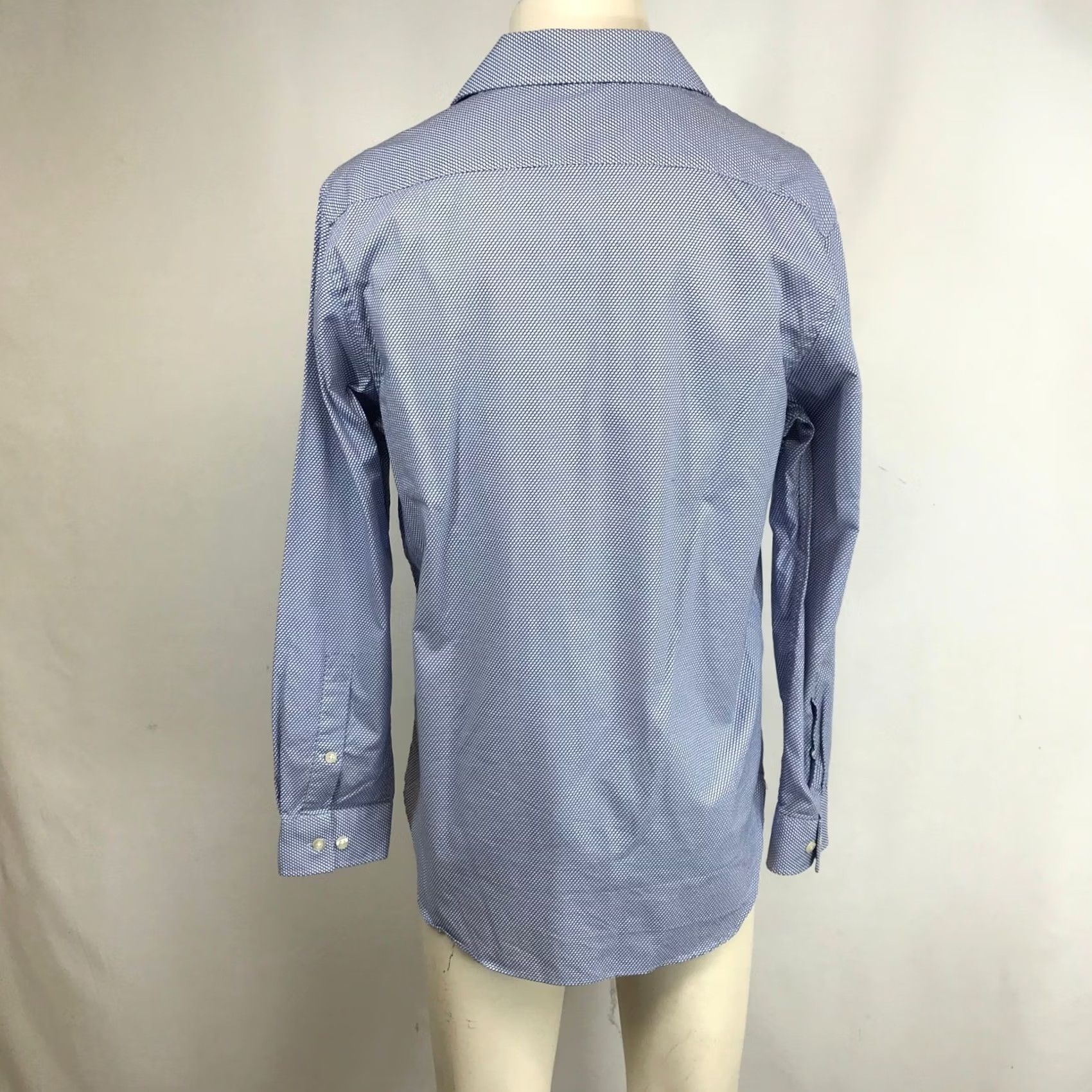 Michael Kors Michael Kors Mens L Blue Slim Fit Stretch Micro Dot Dress Shirt Size 42R - 5 Thumbnail