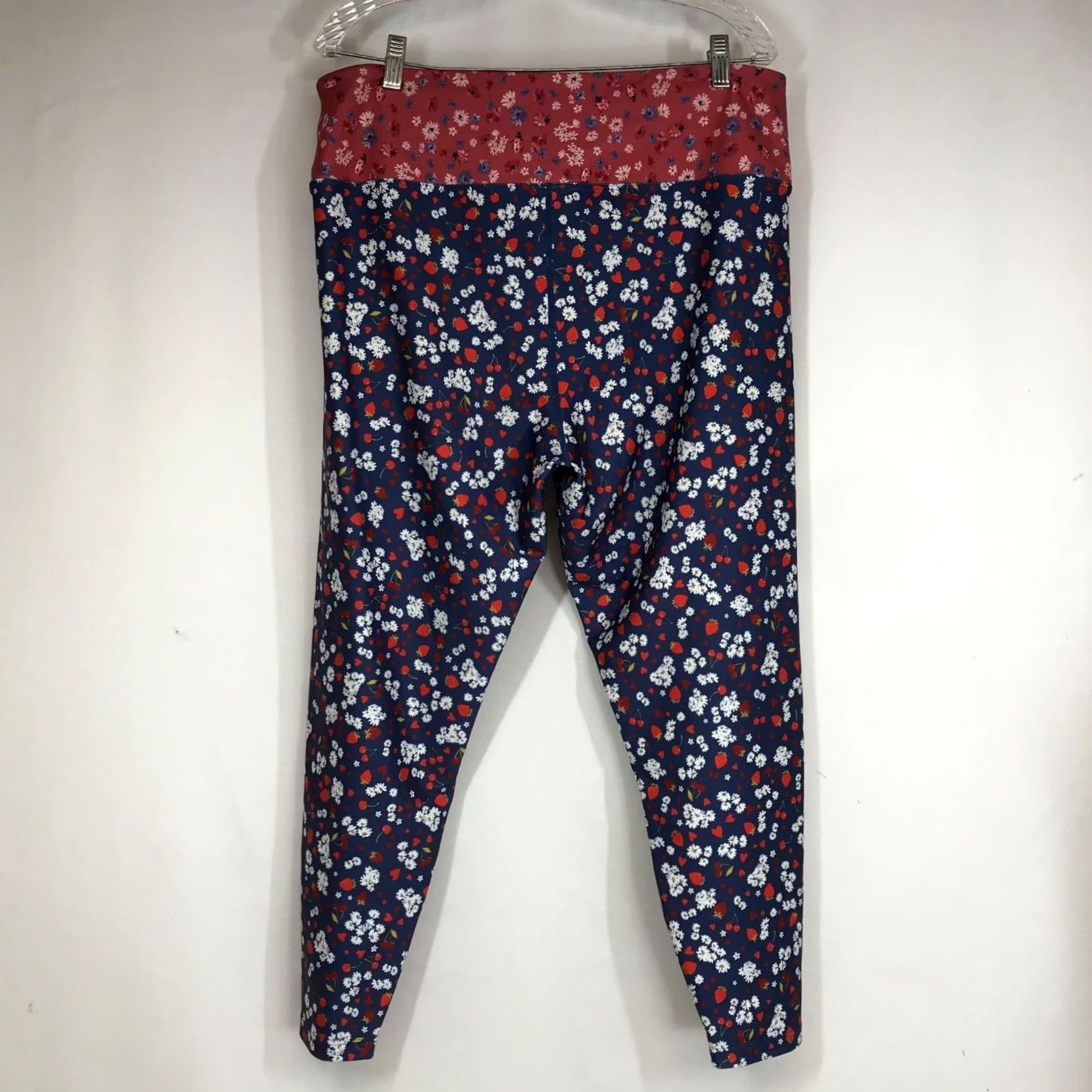 Vintage ANTHROPOLOGIE KACHEL WOMEN'S 1X LEGGINGS RED/BLUE FLORAL PLUS FITTED PANTS Size 40" / US 18 - 4 Thumbnail