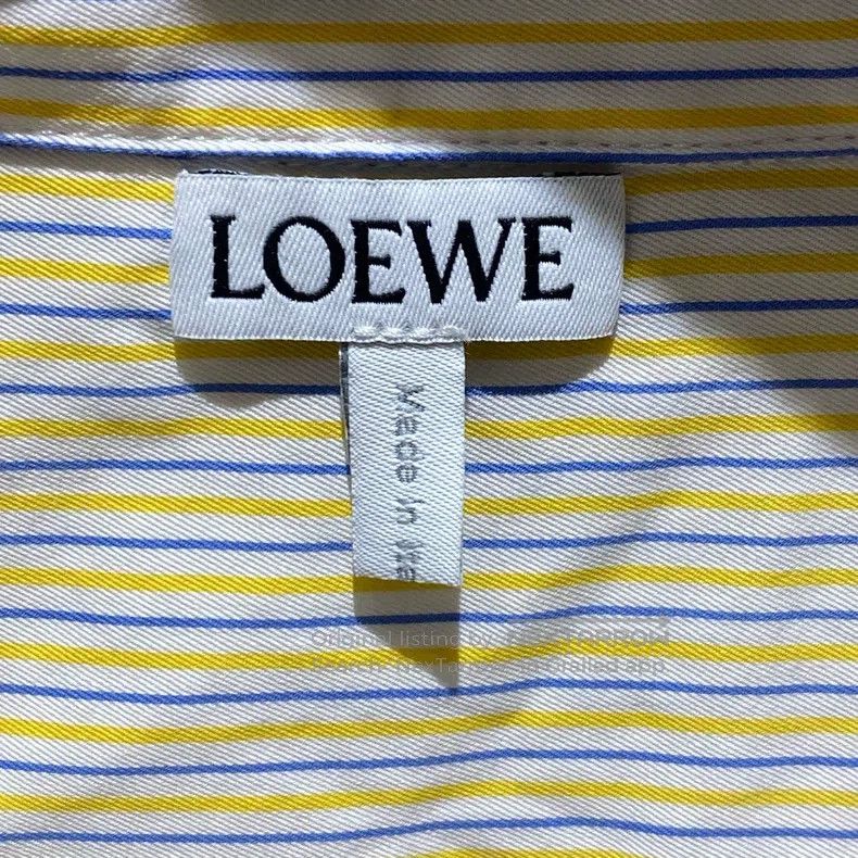 Loewe Loewe Yellow Striped Embroidered Logo Short Sleeve Shirt Size XXS / US 00 / IT 34 - 3 Thumbnail