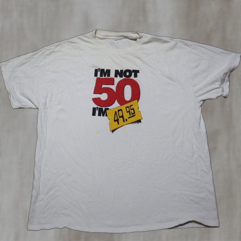 Gildan VINTAGE Nike Shirt Mens XL White 49.95 I’m Not 50 I’m 49.95 Funny T Shirt XL Mens White Size US XL / EU 56 / 4 - 1 Thumbnail