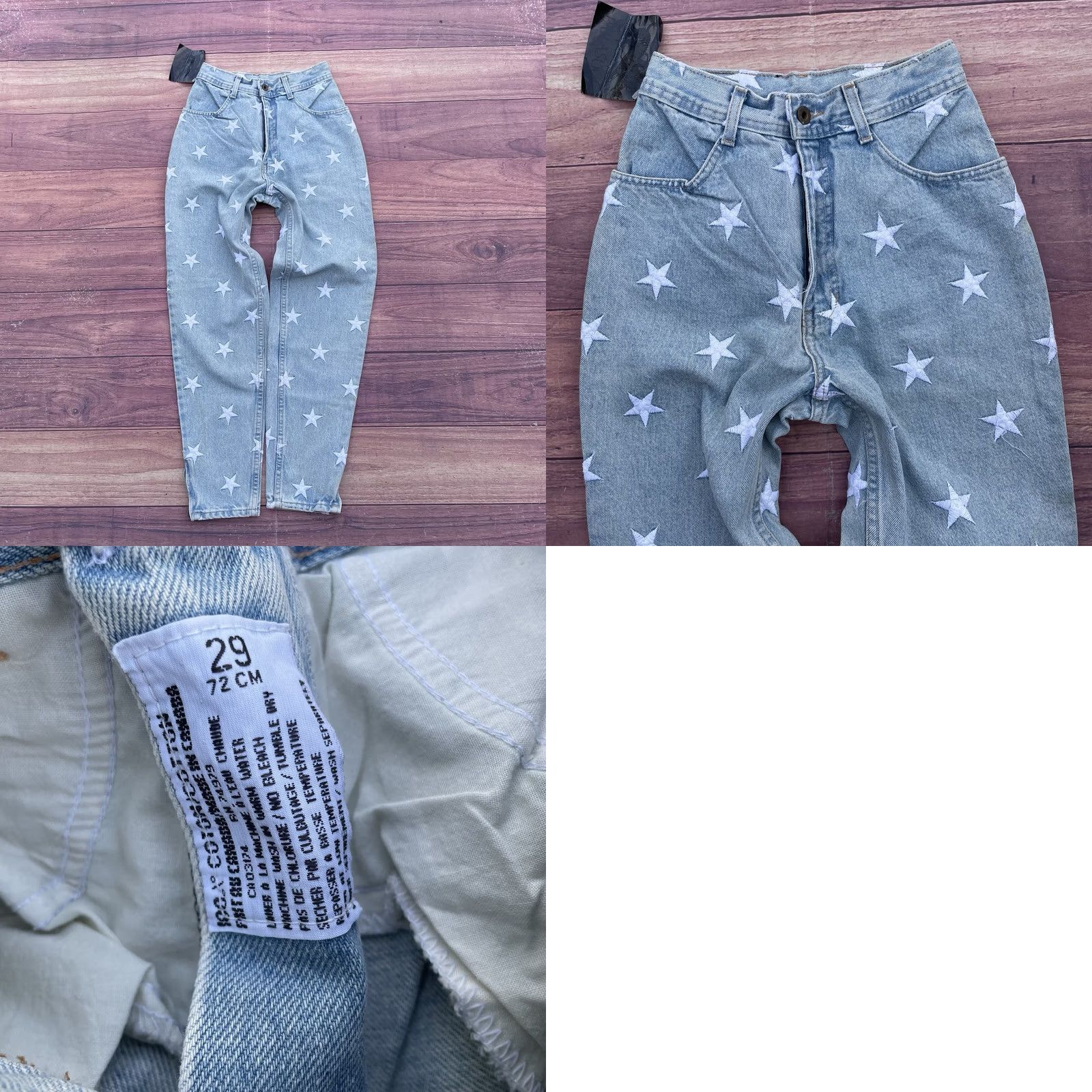 Parasuco VINTAGE Parasuco Marilyn Jeans Denim Embroidered Stars 90s Women’s 29 Blue Cotton Stars Denim Jacket? Size 29" - 9 Thumbnail
