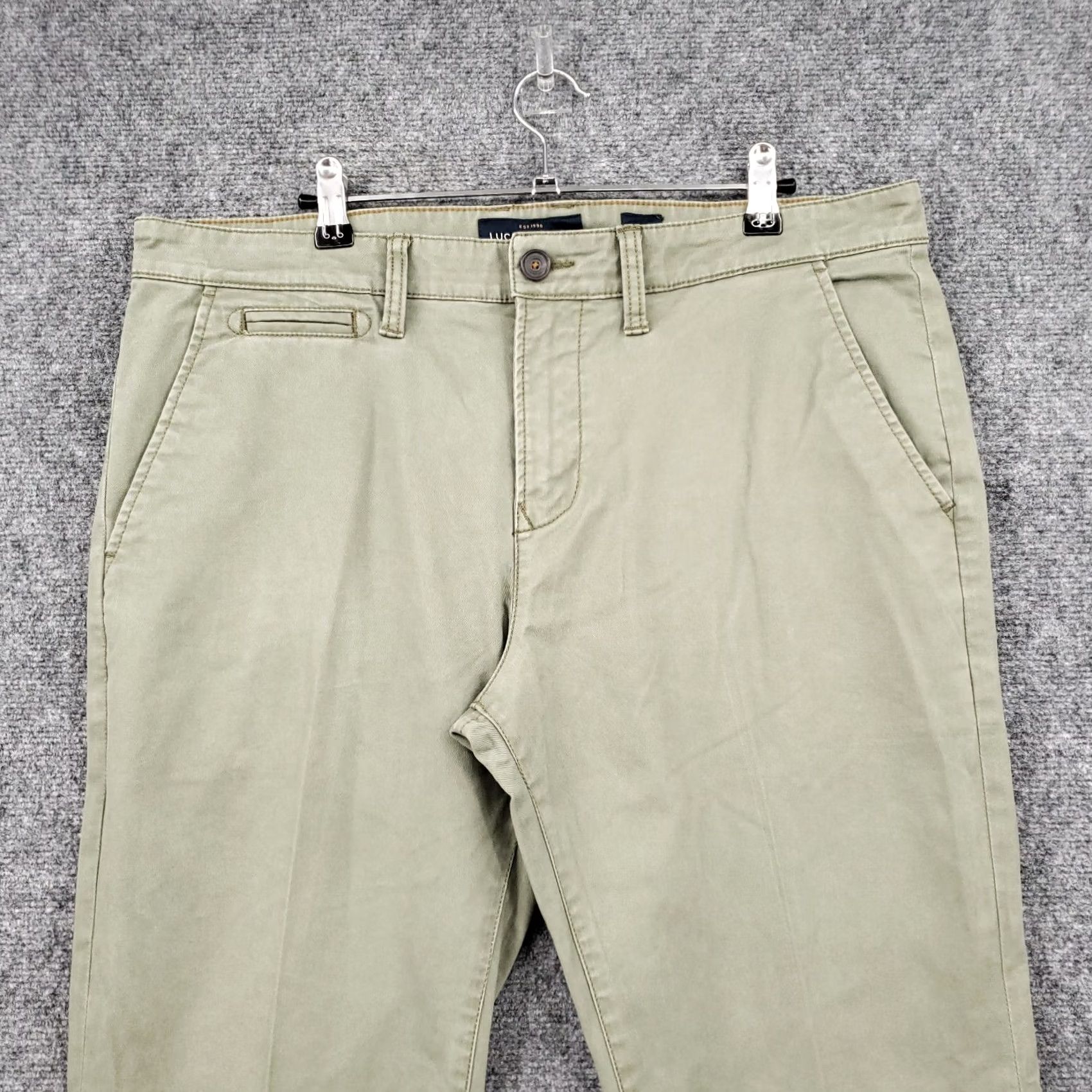 Lucky Brand Lucky Brand 110 Pants Mens 34x31 Green Skinny Chino Flat Front Stretch Trousers Size US 34 / EU 50 - 3 Thumbnail