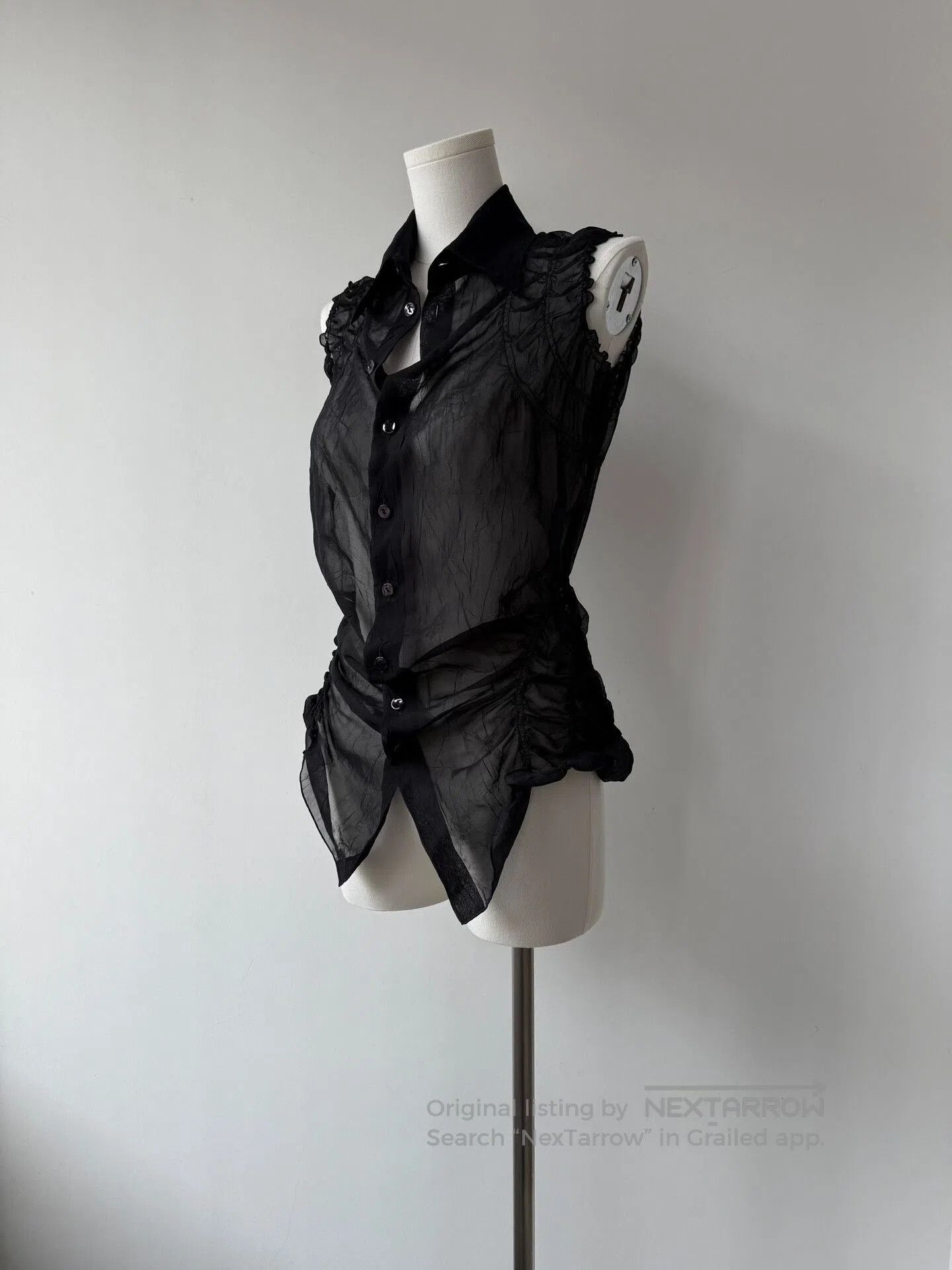 Jean Paul Gaultier Jean Paul Gaultier Sheer Black Sleeveless Top. Size S / US 4 / IT 40 - 4 Thumbnail