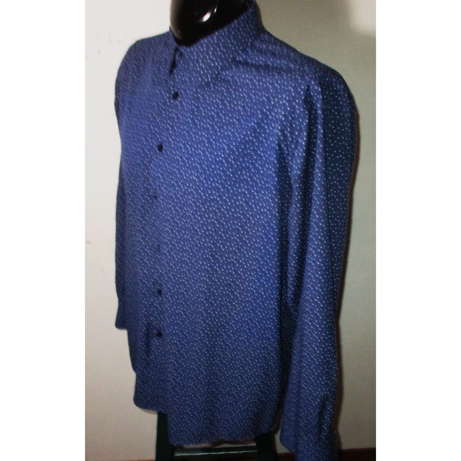 Lucky Brand LUCKY BRAND Dress Shirt Blue Slim Fit 4 Way Stretch 17/17.5/34-35 NWOT Men Shirt Size 48R - 4 Thumbnail