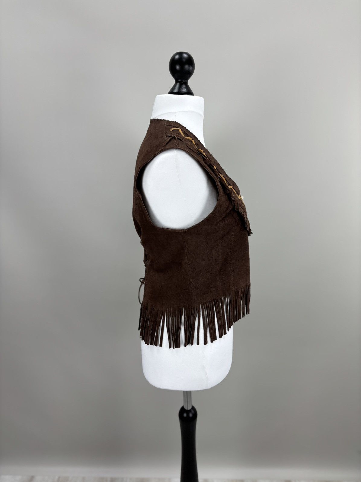 Genuine Leather × Leather Womens leather vest western Stars Stripes Size M Color Brown Size M / US 6-8 / IT 42-44 - 4 Thumbnail