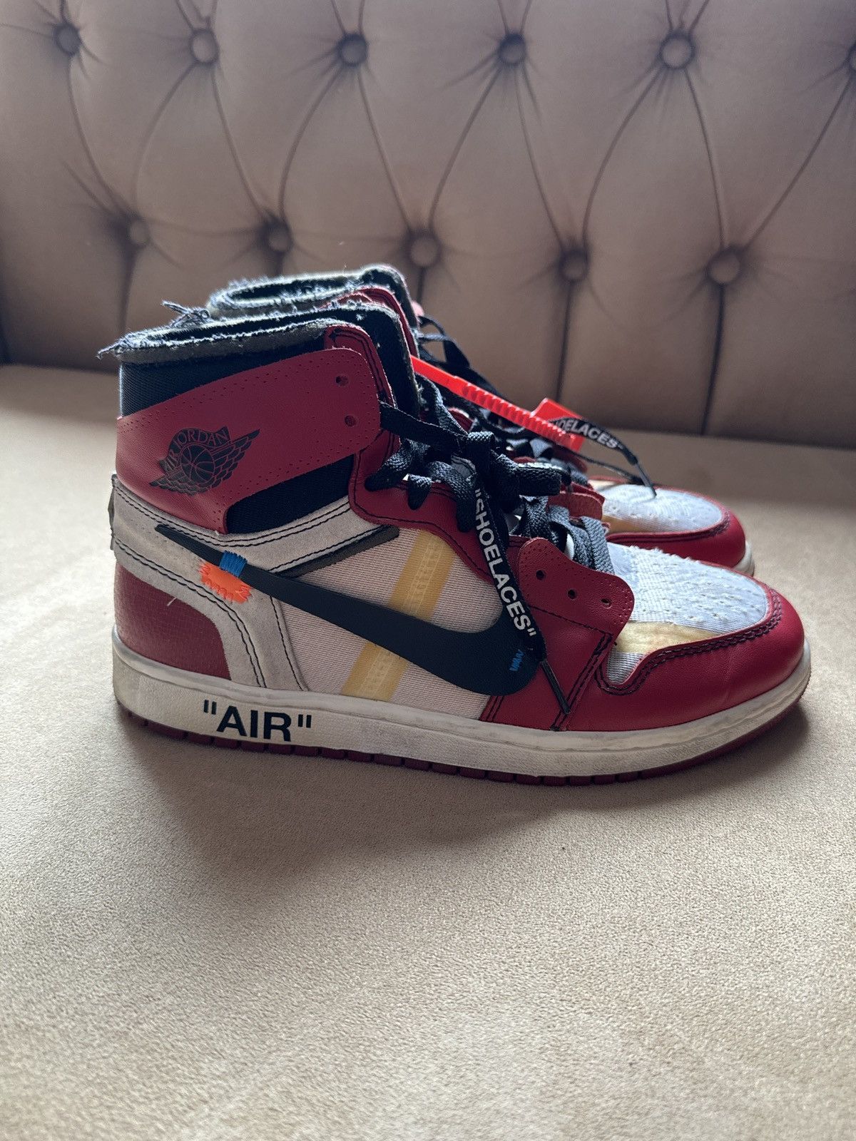 Pre-owned Nike X Off White Jordan Retro 1 Chicago Shoes In Red