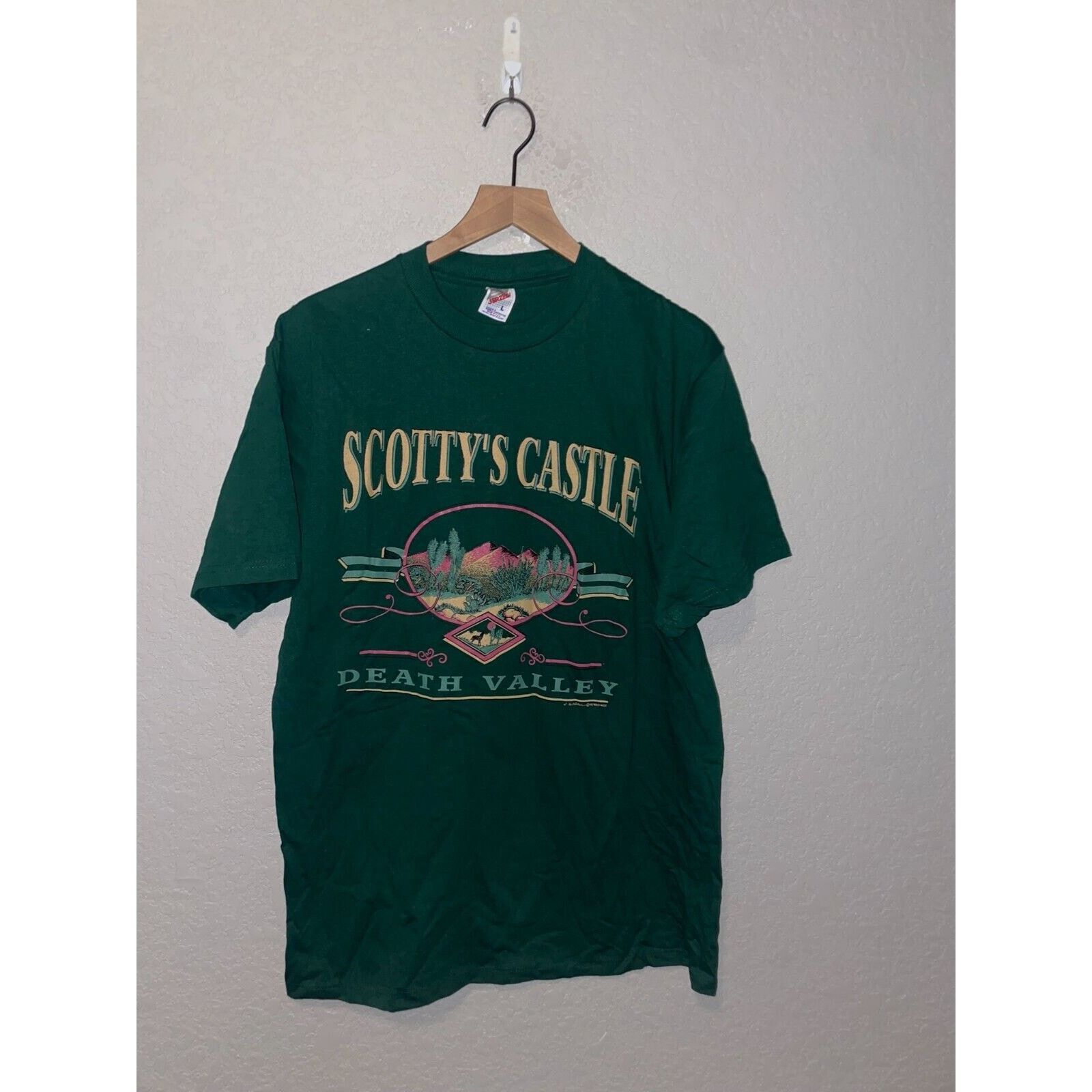 Jerzees Vintage Scottys Castle Shirt Death Valley Green Tee VTG 90s Size US L / EU 52-54 / 3 - 1 Thumbnail